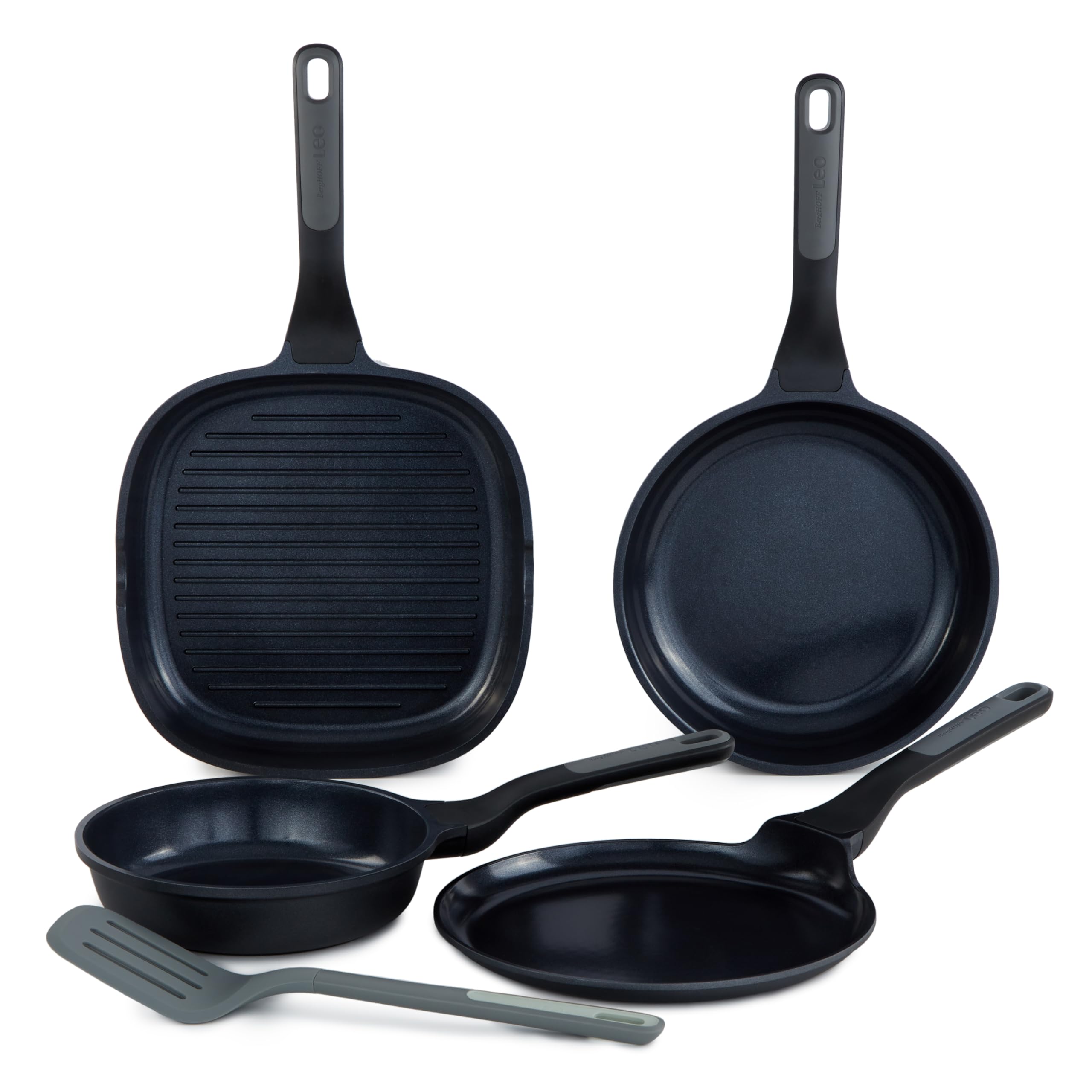 Berghoff Leo Stone+ Ceramic Nonstick Specialty Pan Set with Turner – 5 Pieces