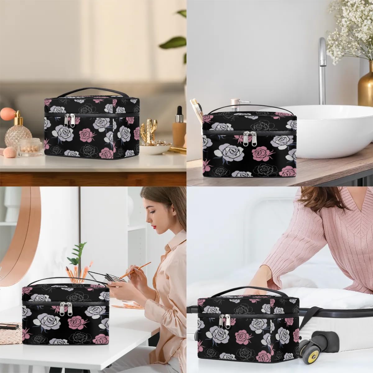 Large Travel Makeup Bag for Women – Portable Cosmetic and Toiletry Organizer