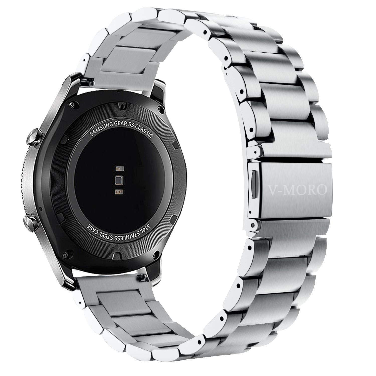 Generic Metal Replacement Smartwatch Wristband – 22mm Silver Strap Compatible with Samsung Gear S3