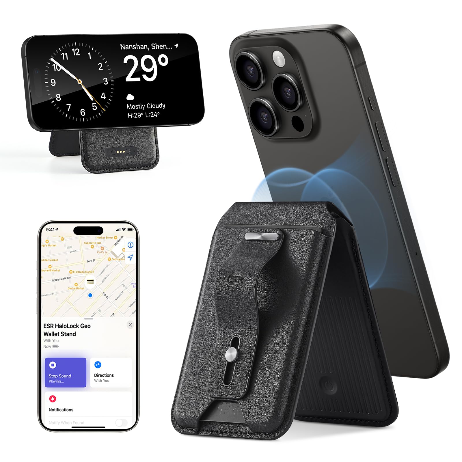 محفظة ESR لهواتف آيفون هي إكسسوار عملي ومتعدد الاستخدامات يجمع بين الحماية والراحة. متوافقة مع سلسلة iPhone 15/14/13/12، وتتميز بحامل قابل للتعديل للمشاهدة بدون استخدام اليدين