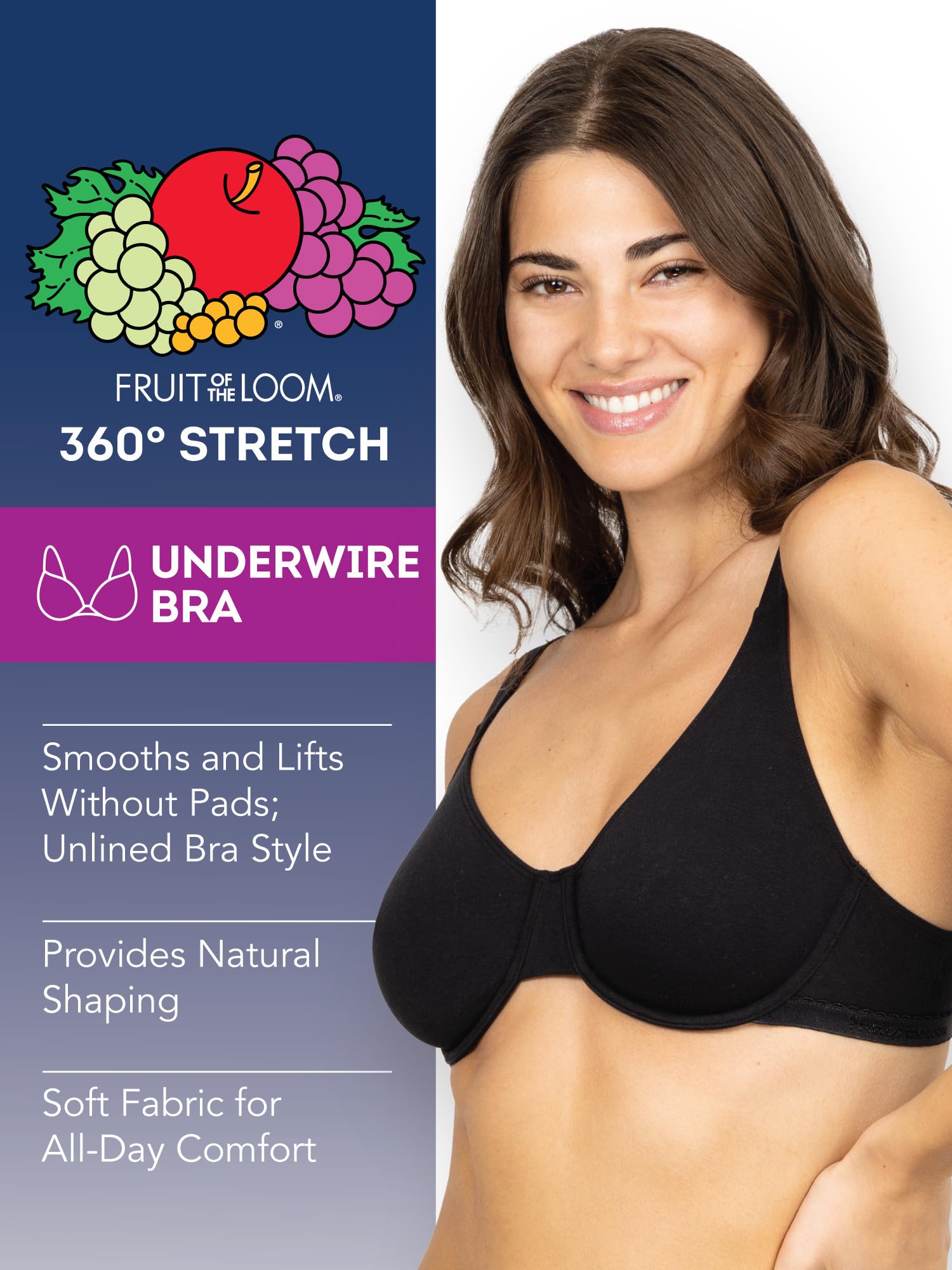 حمالة صدر قطنية بمرونة عالية من فروت أوف ذا لوم – عبوة من 3 قطع