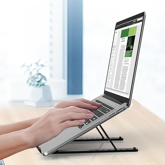 Adjustable Laptop Stand, Portable Aluminum Laptop Riser – Comfort, Stability & Cooling for Your Laptop