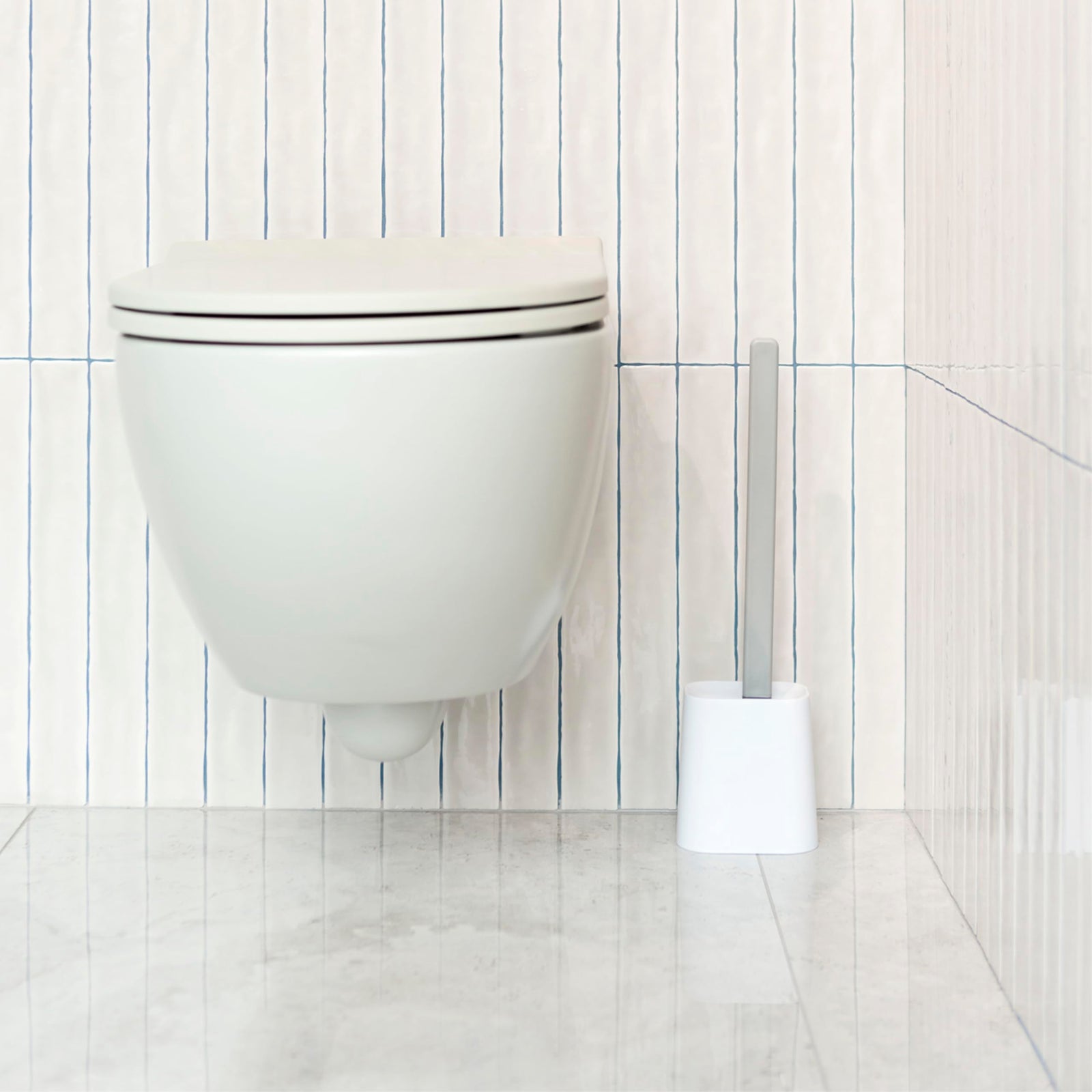 Vigar eco toilet cleaning set, flexible rubber wand with holder, durable minimalist design,