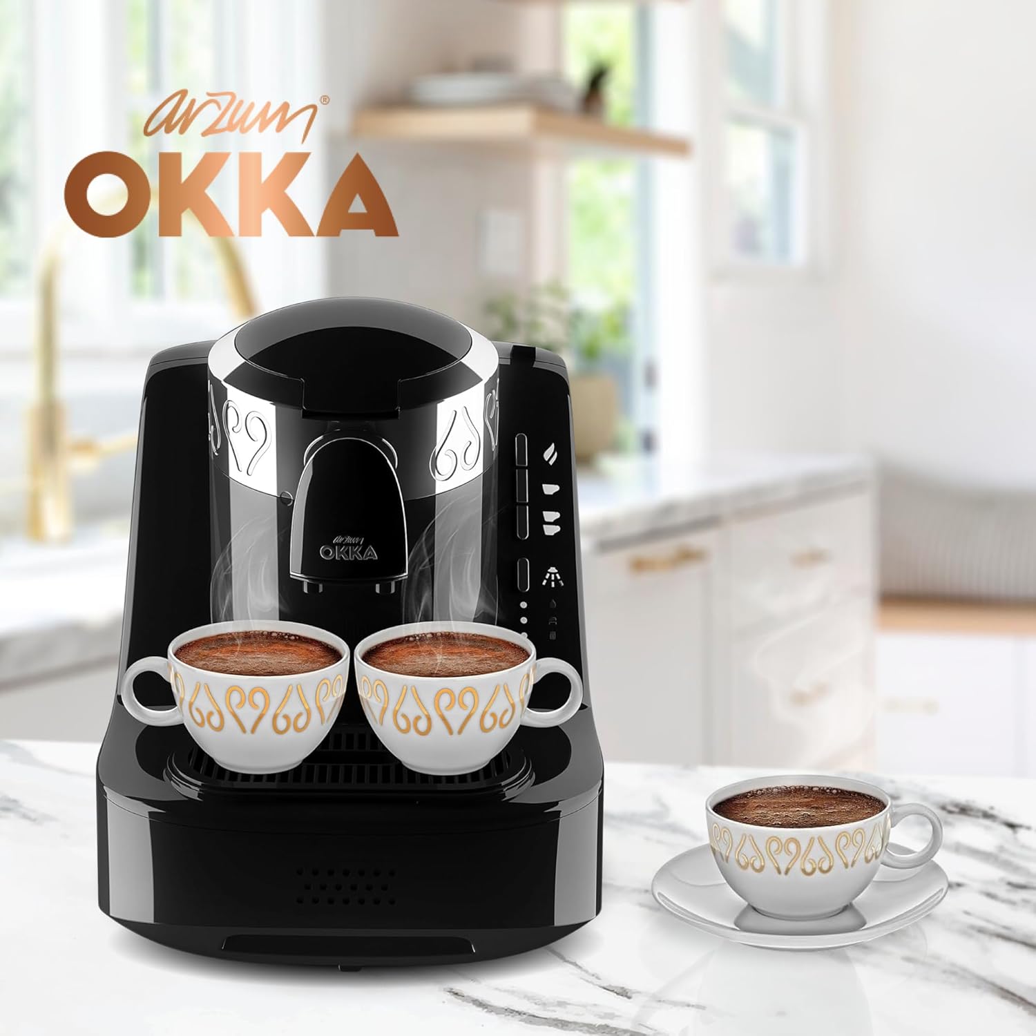 ماكينة قهوة تركية كهربائية من ماركة أرزوم موديل OK002C لون أسود بحالة استعمال خفيف – Safqqa Egypt