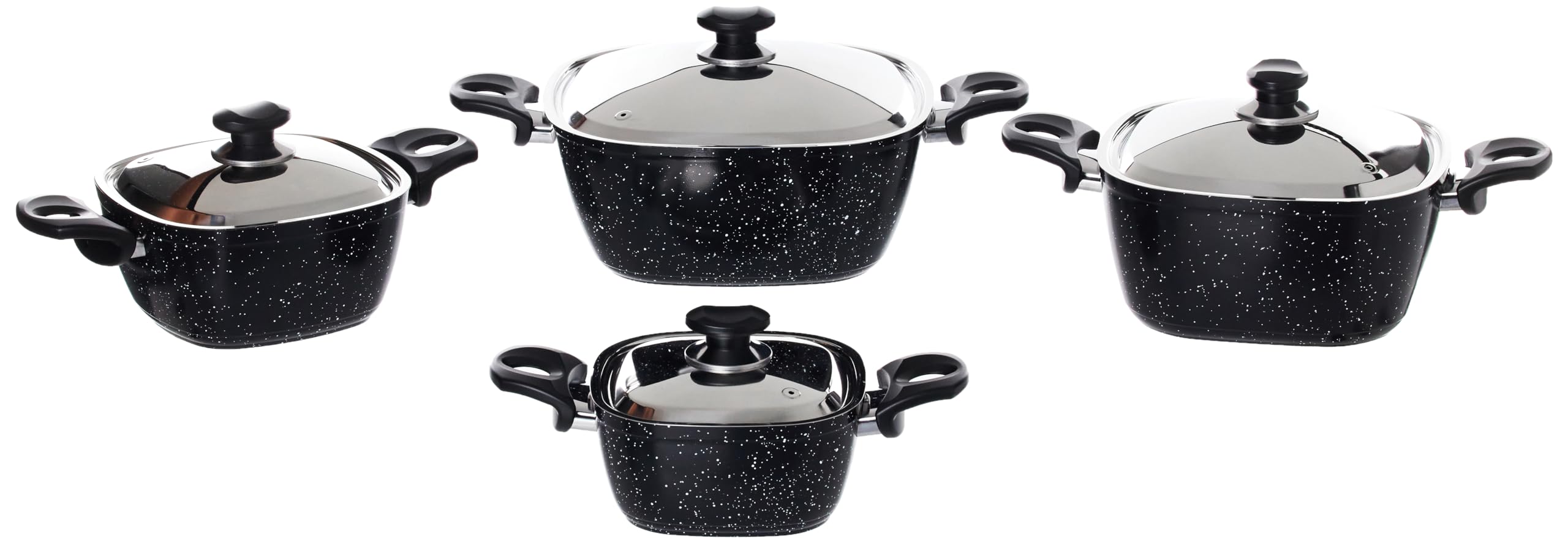 طقم أواني طهي جرانيت مربعة من 10 قطع توب شيف حلة مقاس 18 20 24 طاسة قلي 26 صينية