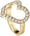 Guess UBR28001-56 Stainless Steel Filigree-Heart Engraved-Logo Ring for Women - Gold