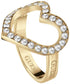 Guess UBR28001-56 Stainless Steel Filigree-Heart Engraved-Logo Ring for Women - Gold