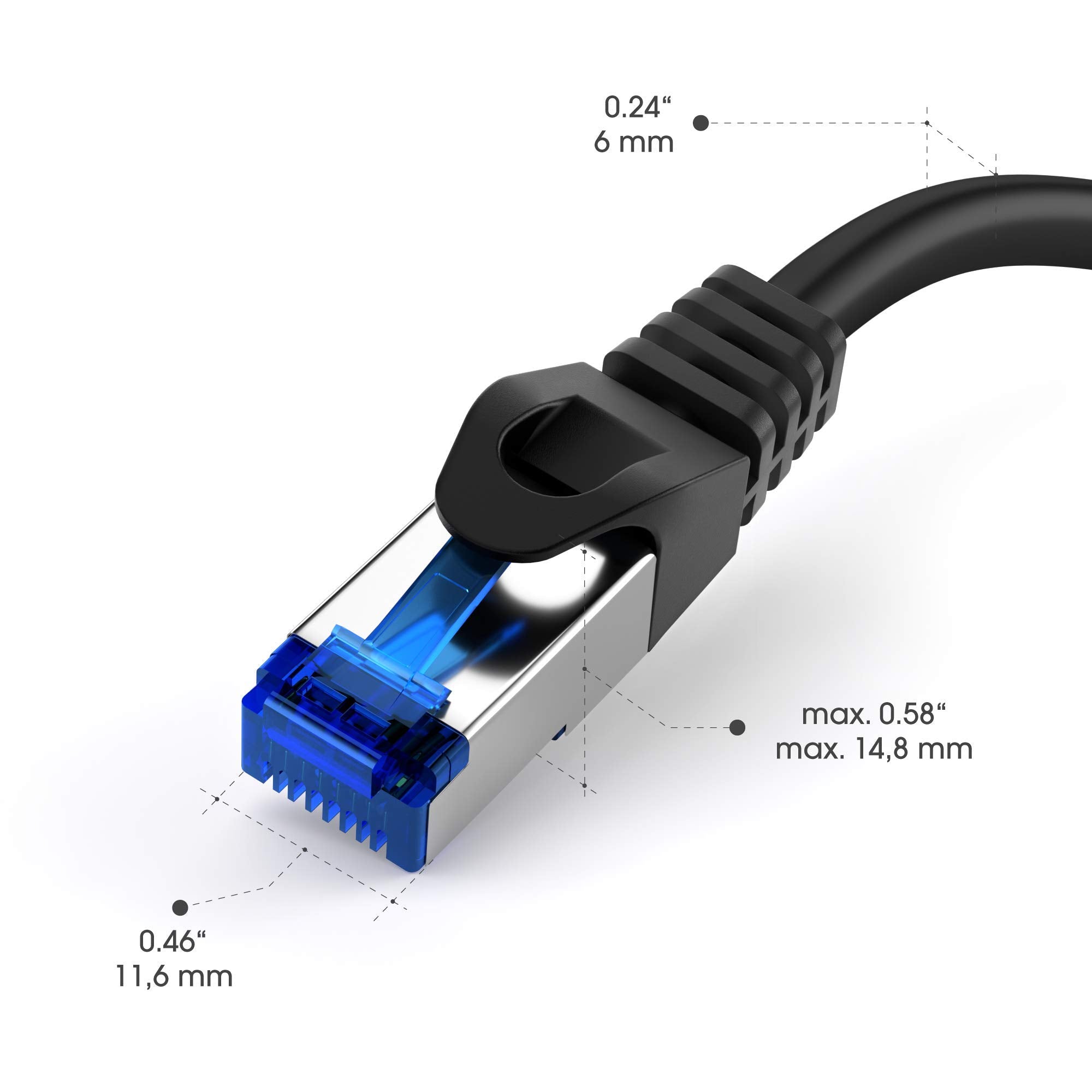 كابل كابل ديركت - ينقل أقصى سرعة إنترنت عبر الألياف الضوئية - كابل إيثرنت و LAN - 25 متر - متوفر من 0.25 إلى 30 متر - شبكة جيجابت، جهاز توجيه/مودم، RJ45 (أسود/فضي)