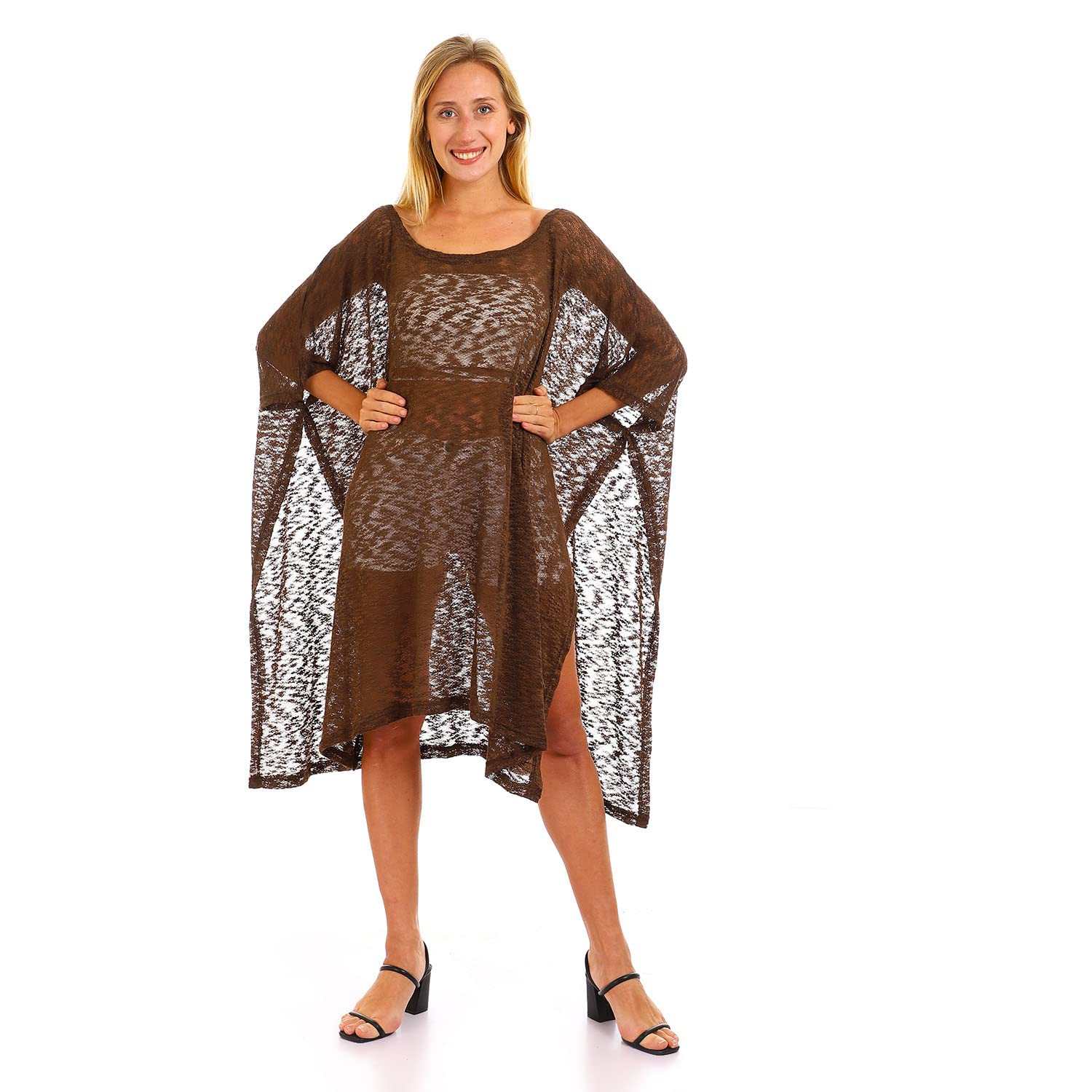 JAMILA Women Knitted Loose Wide Round Cover up OUTERWEAR