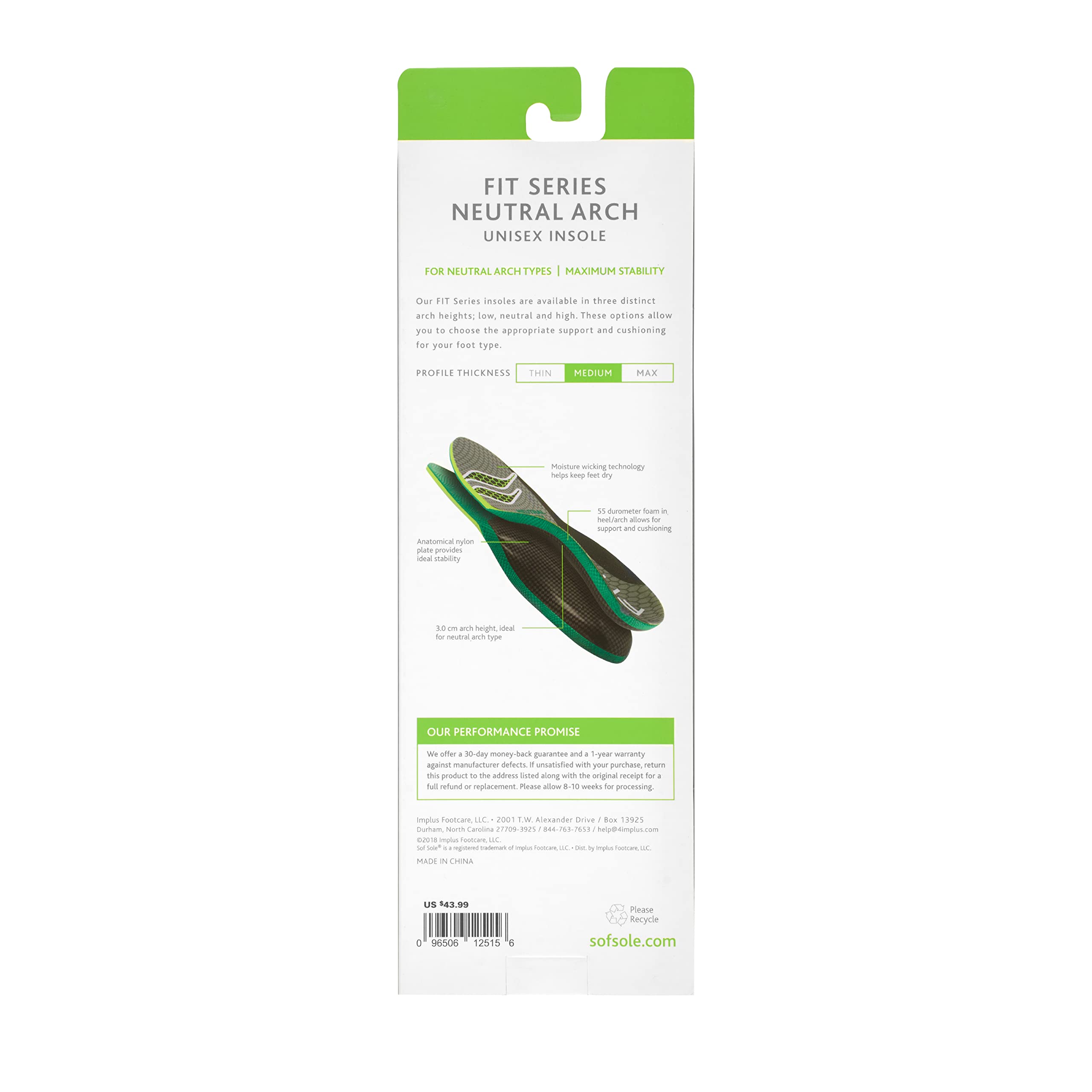 Sof Sole Insoles Unisex FIT Support Full-Length Foam Shoe Insert