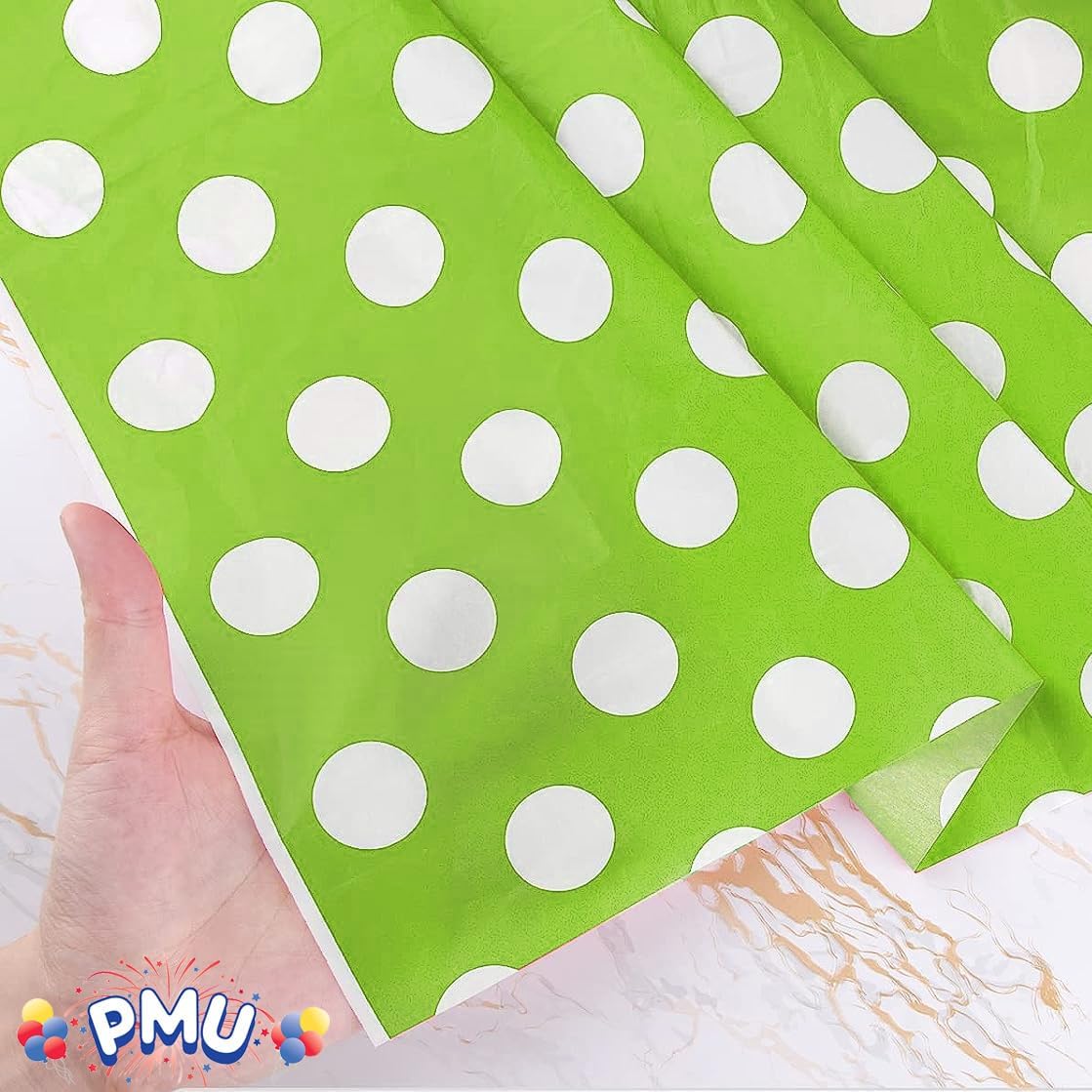 Unique Polka Dot Plastic Tablecloth, Lime Green