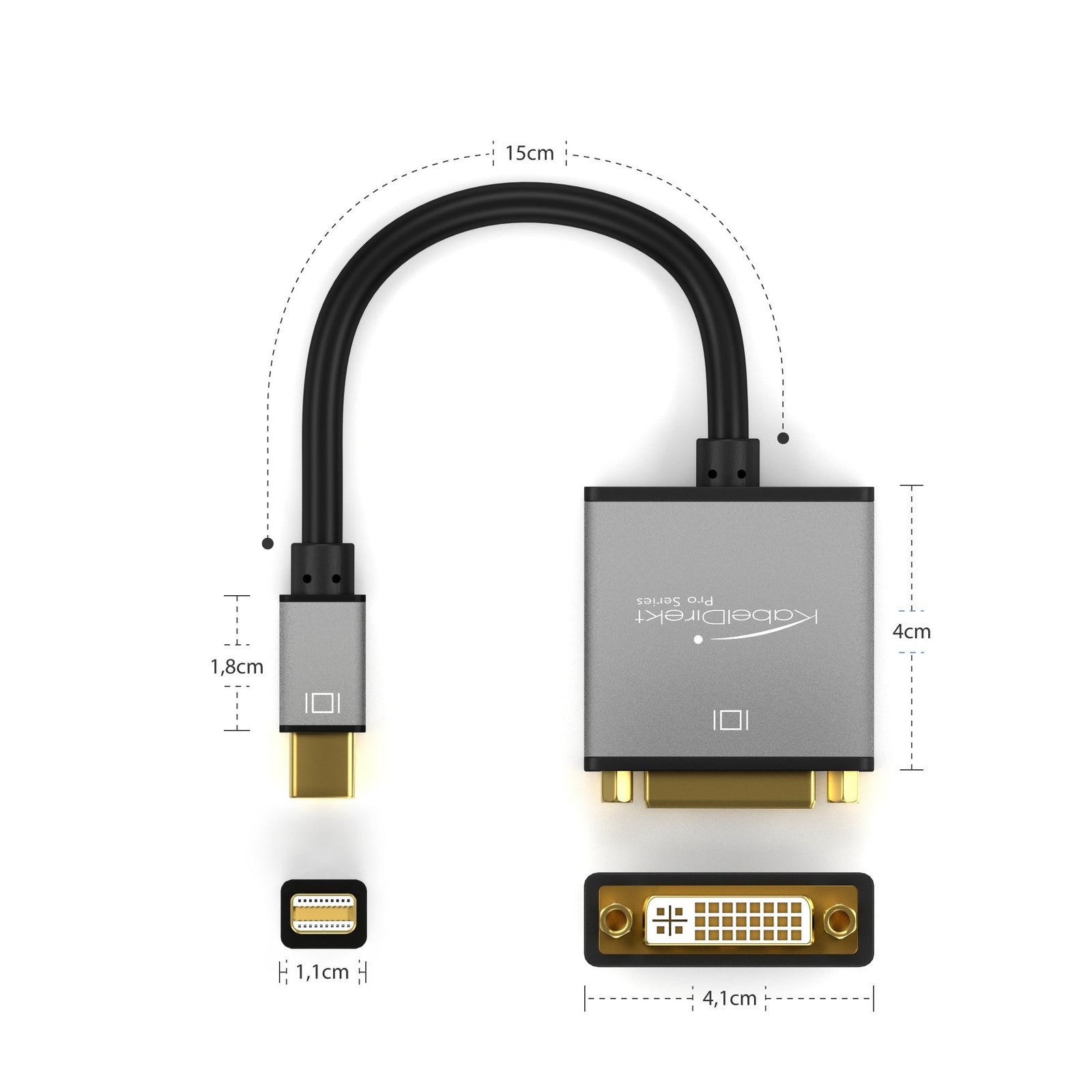 KabelDirekt Mini DP to DVI Adapter – 4K/60Hz