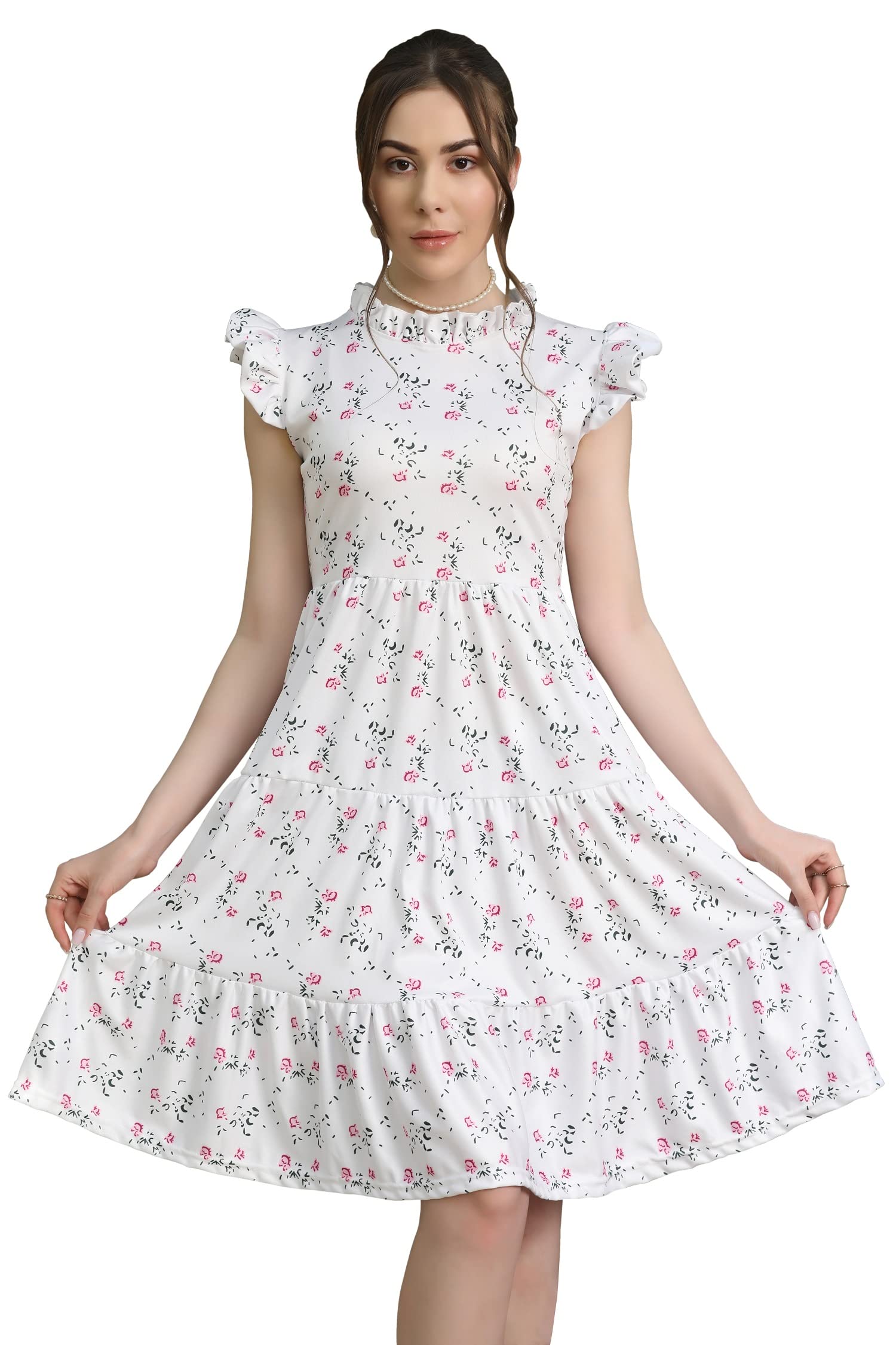 Lymio Floral Print Ruffle Hem Dress – Feminine & Stylish