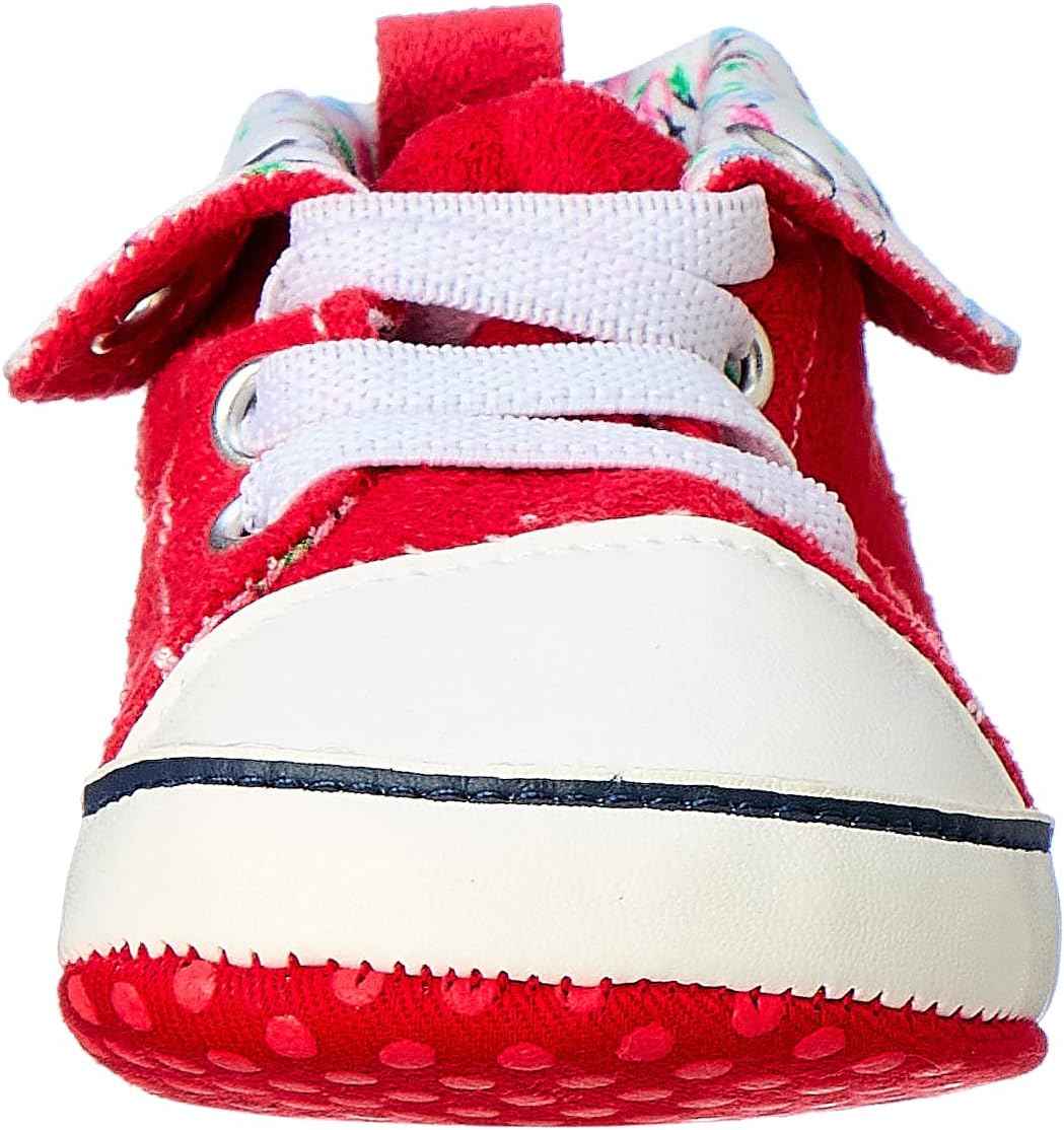 Mix and Max Folded Collar Floral-Pattern Lace-Up Half Boots for Girls