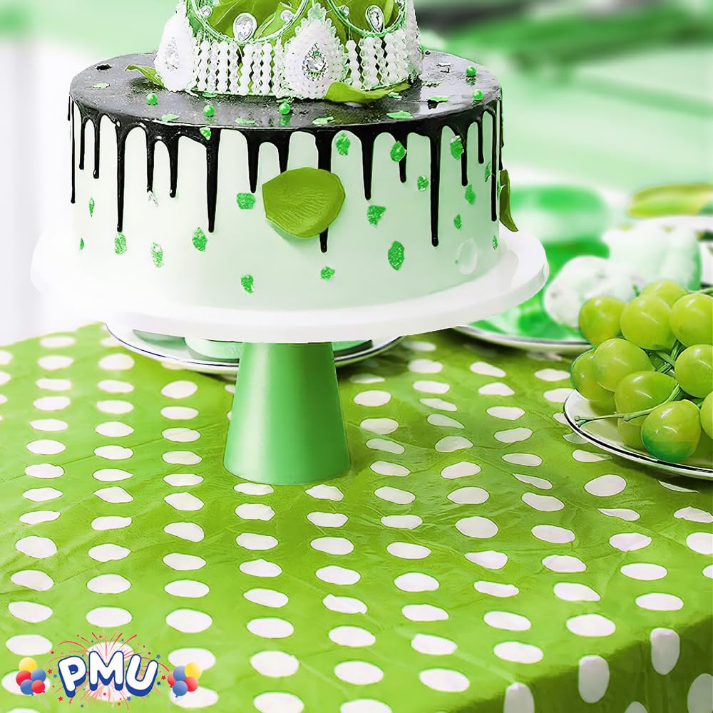 Unique Polka Dot Plastic Tablecloth, Lime Green