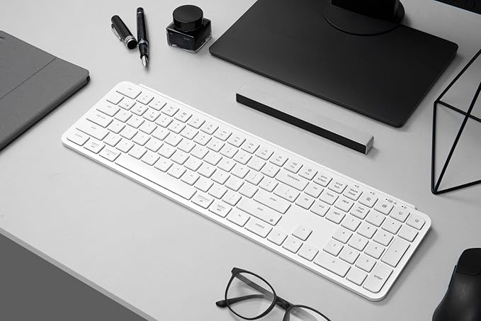 Keychron B6 Pro Wireless Keyboard Full Size Ultra Thin Ivory White