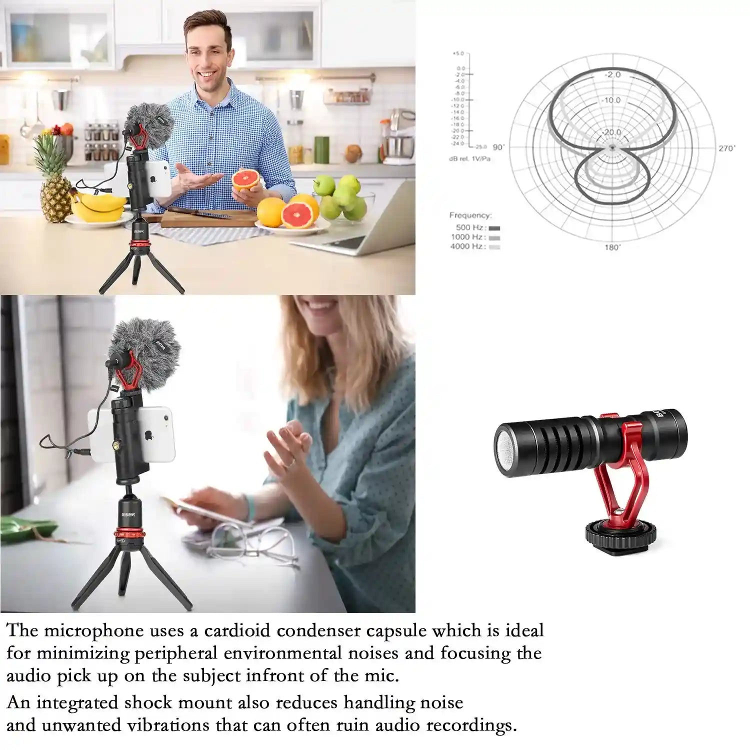 BOYA by-MM1 On-Camera Shotgun Microphone for iPhone, Android Smartphones, DSLR Cameras Camcorders - Battery-Free Camera Microphone Vlog Video Mic - Safqqa Egypt