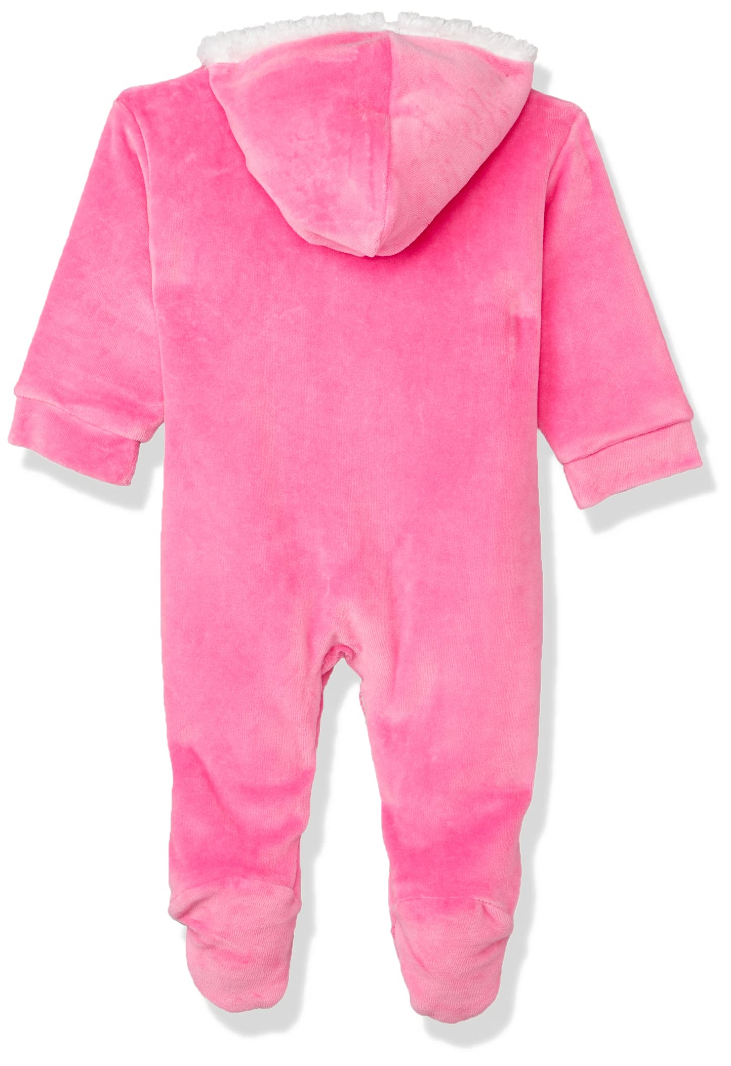 Papillon Giraffe Embroidery Front Pocket Fur Neck Jumpsuit for Girls - Pink, Newborns