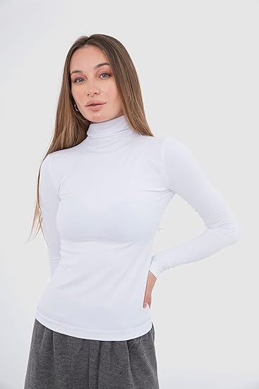 CARINA Women's Long Sleeve Microfiber High Neck Top