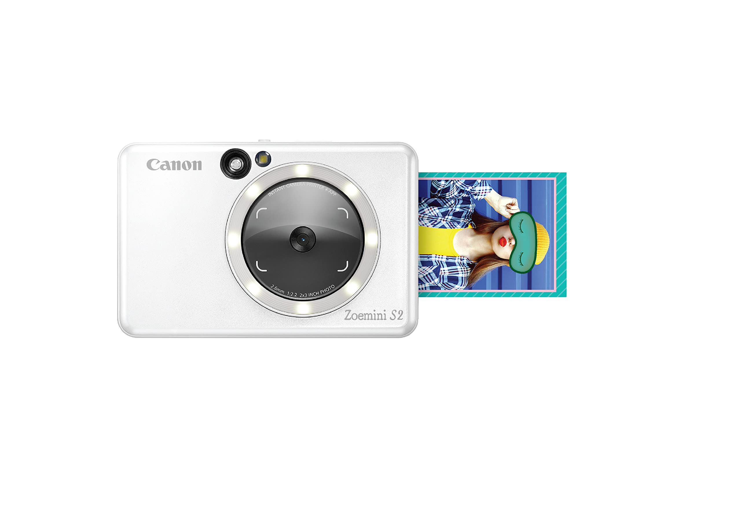Canon 4519c007 zoemini s2 (pearl white) - slimline instant camera and pocket photo printer, ideal for snapping selfies with a built in mirror and ring-light - Safqqa Egypt