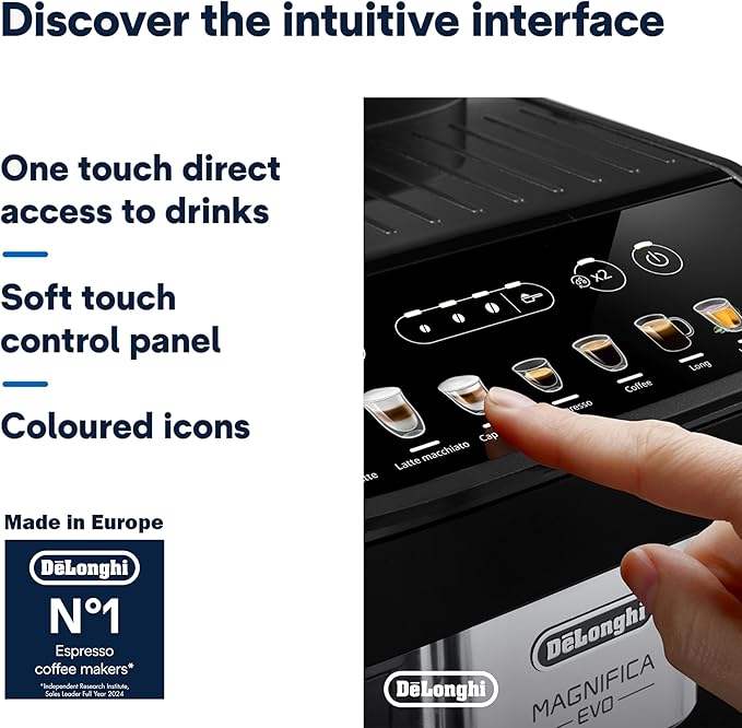 ماكينة إسبريسو أوتوماتيكية بالكامل من ماركة ديلونجي موديل ECAM292.81.B مع شاشة ملونة لون أسود بها خبطة