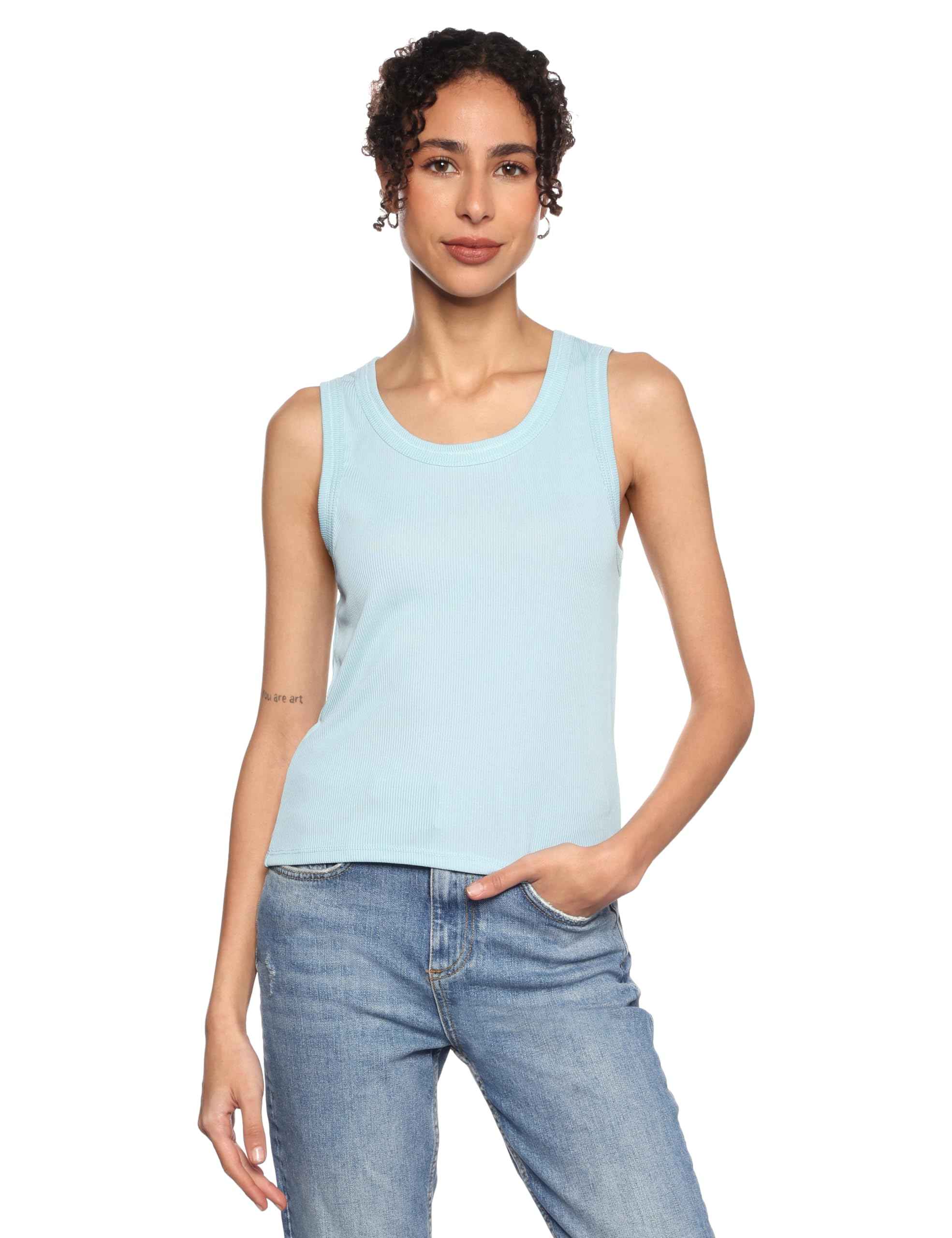 Solid Cami Top with Round Neck - Safqqa Egypt