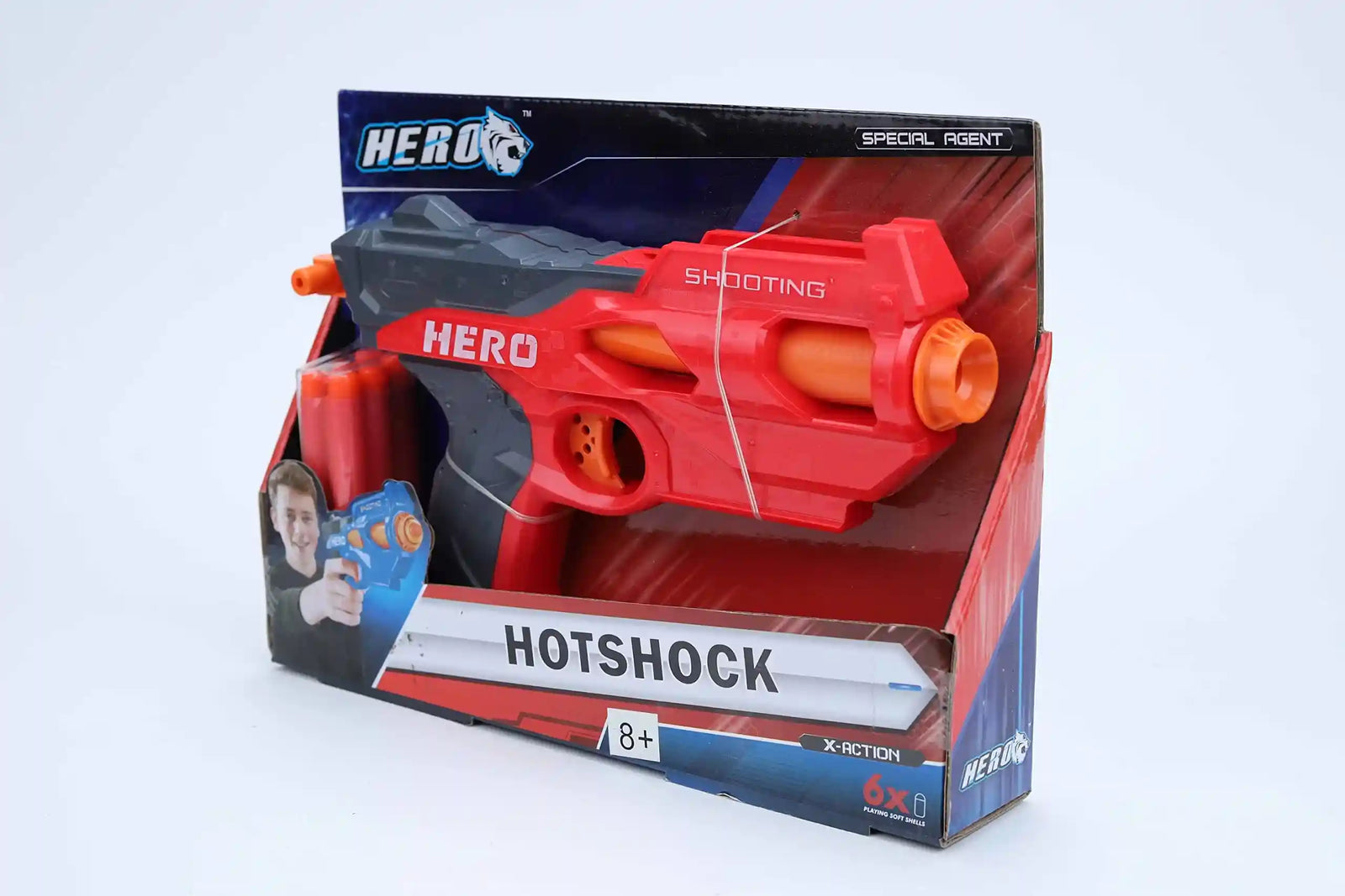 Hot Shock Gun - HERO set - 6 Bullets, Soft Bullets,