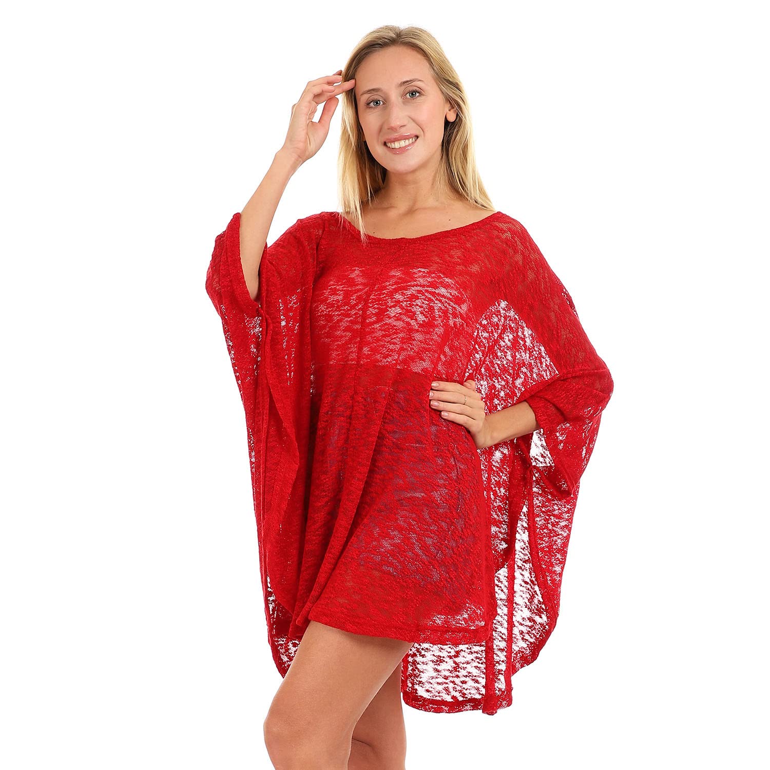 لباس تغطية بفتحة امامية ورقبة دائرية وقصة واسعة للنساء من جميلة