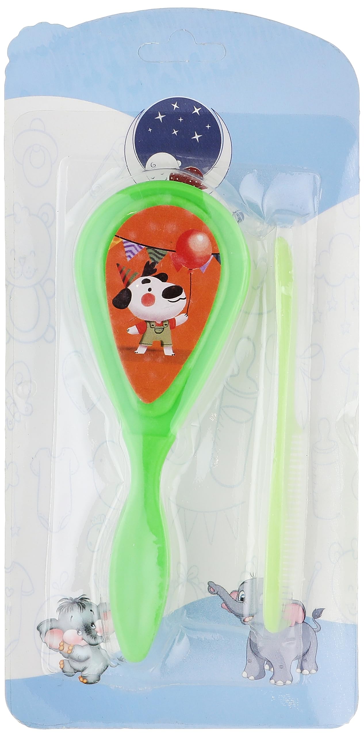 طقم فرشاة ومشط أطفال من مامبينو باللون الأخضر مصمم بعناية ليكون لطيفًا على فروة الرأس وشعر الأطفال