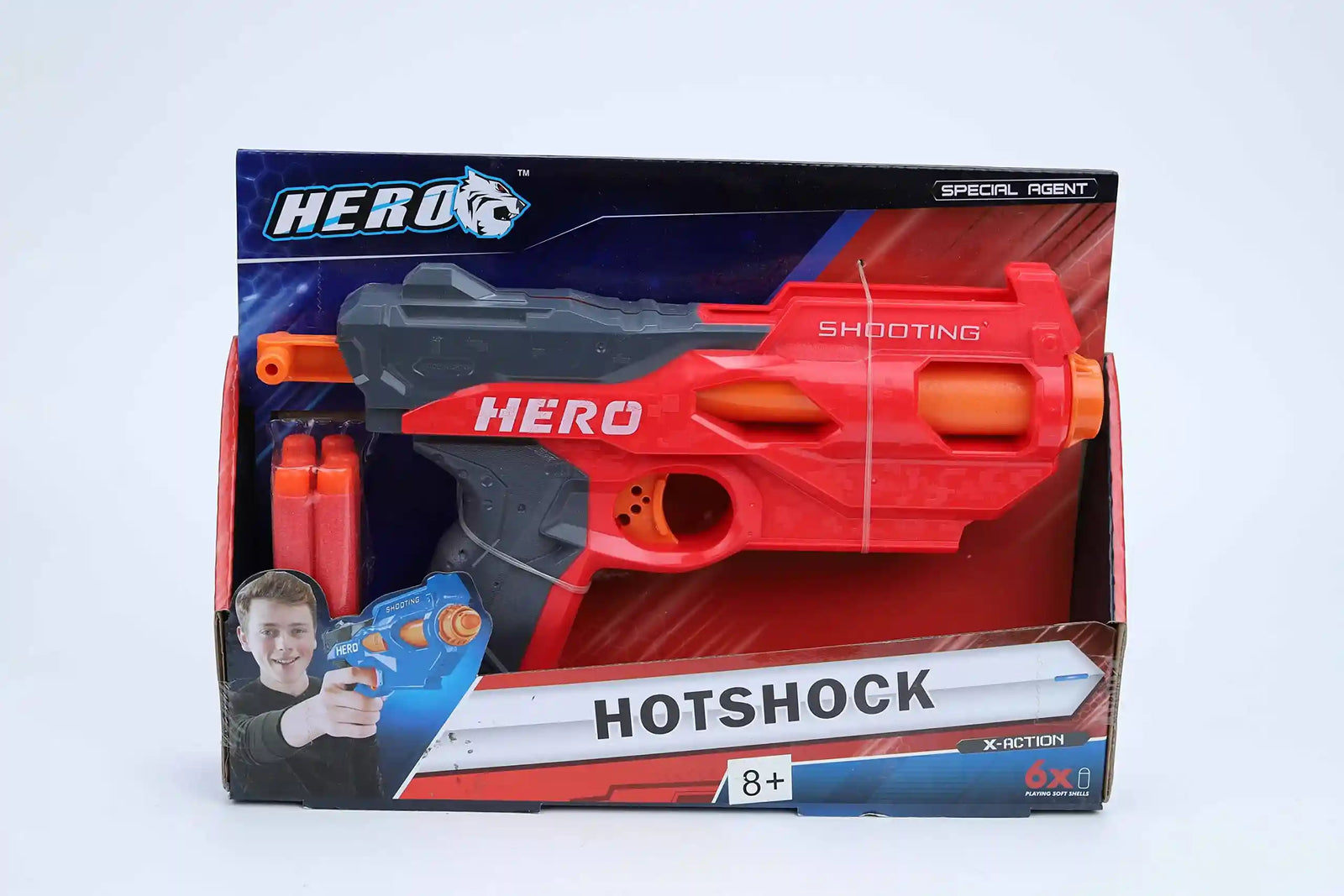 Hot Shock Gun - HERO set - 6 Bullets, Soft Bullets,