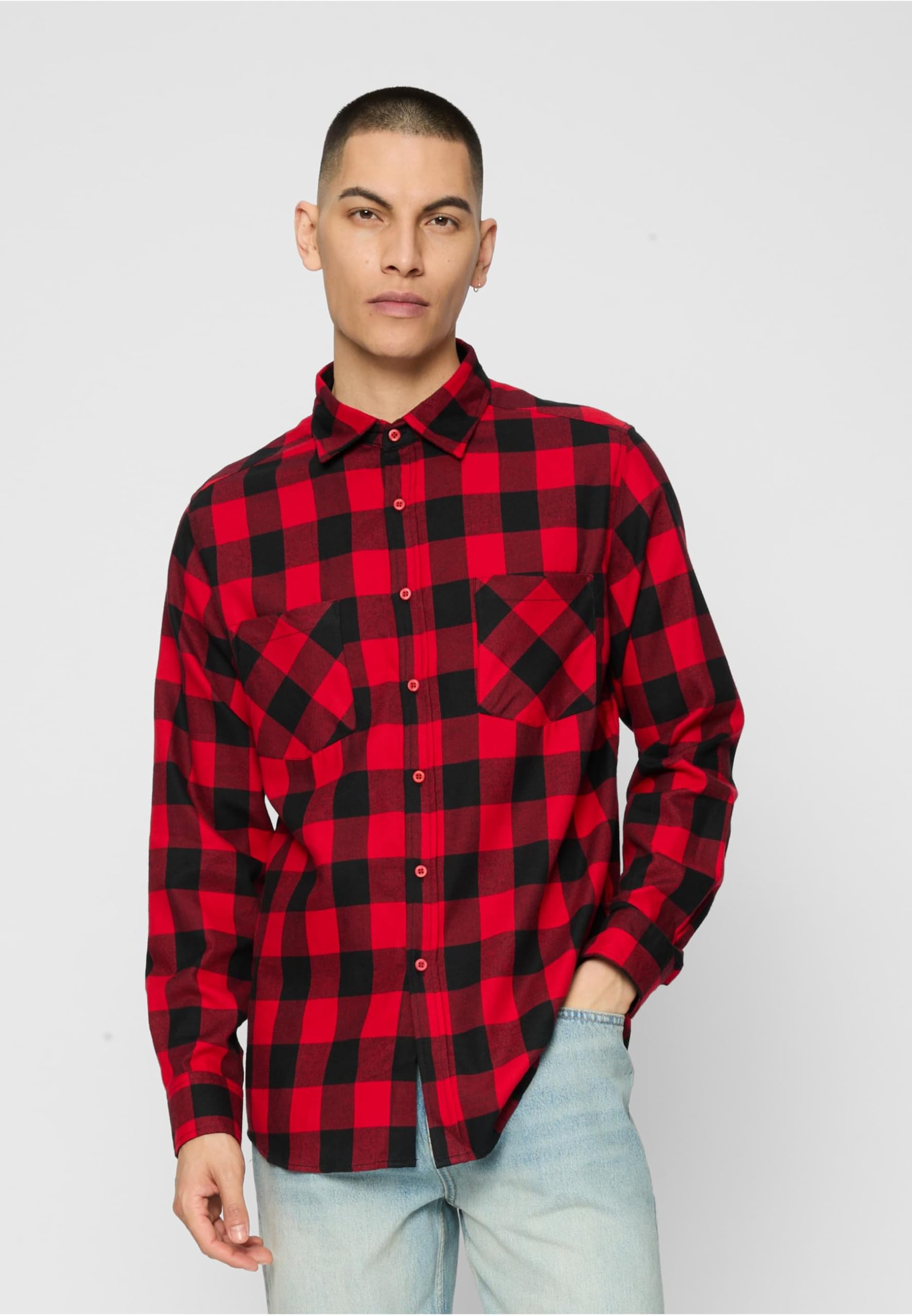 Urban Classics Shirts For Mens Black/red