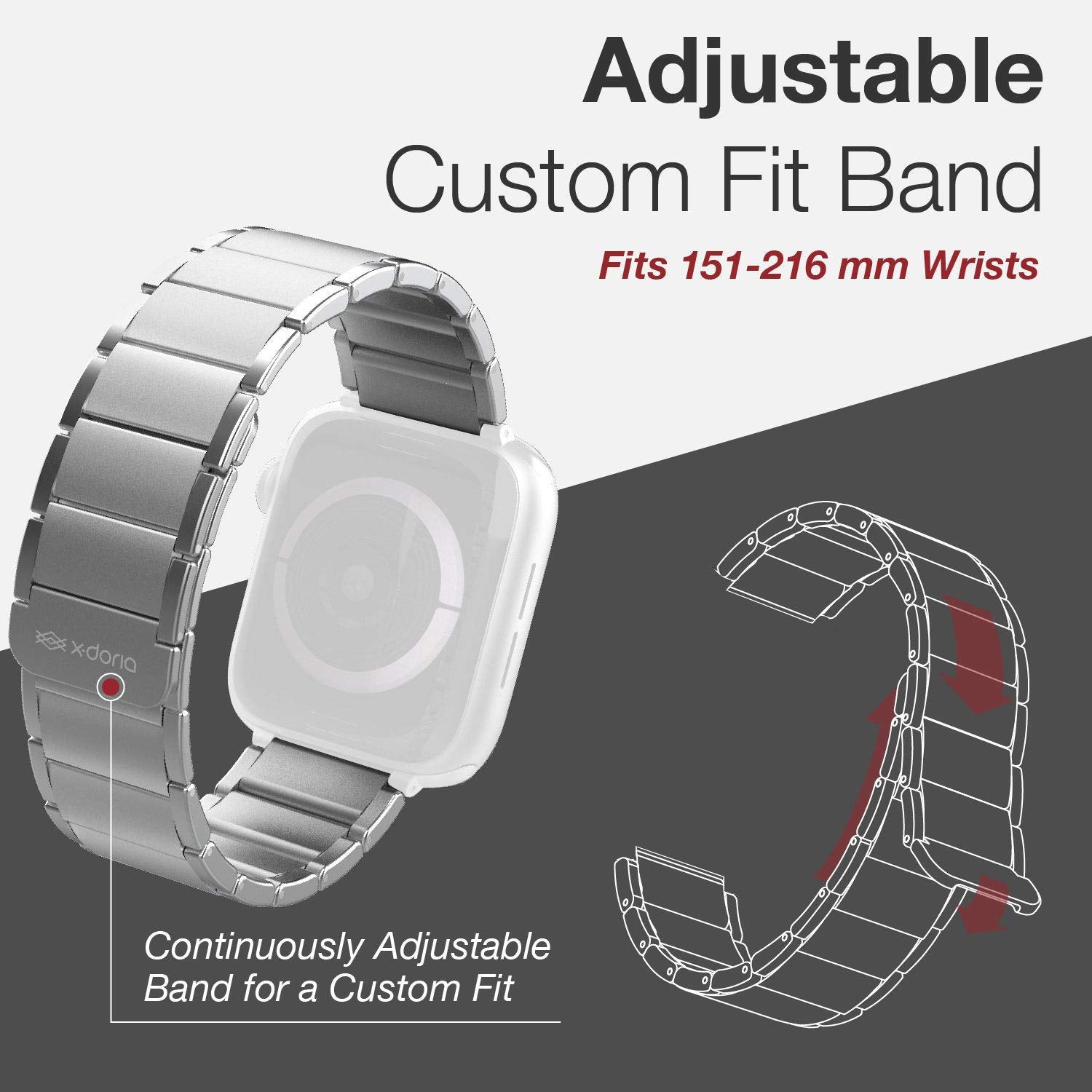 X-doria Classic Bands For apple Watch 42mm/44m - Silver