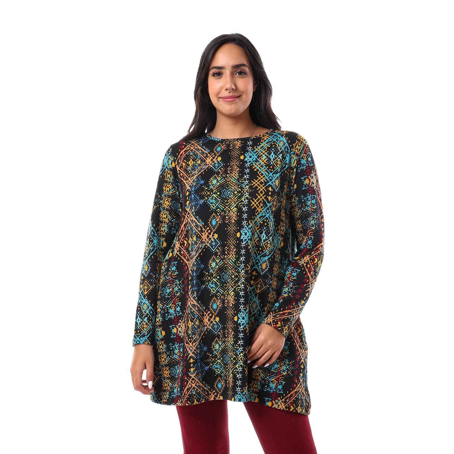 JAMILA Printed Long Sleeve Blouse For Women,Durable stitching for long-lasting wear