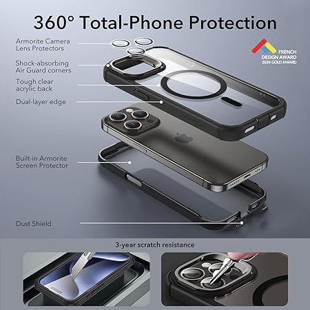ESR Armor Series Case for iPhone 15 Pro Max – Full-Body Shockproof MagSafe Case with Stand