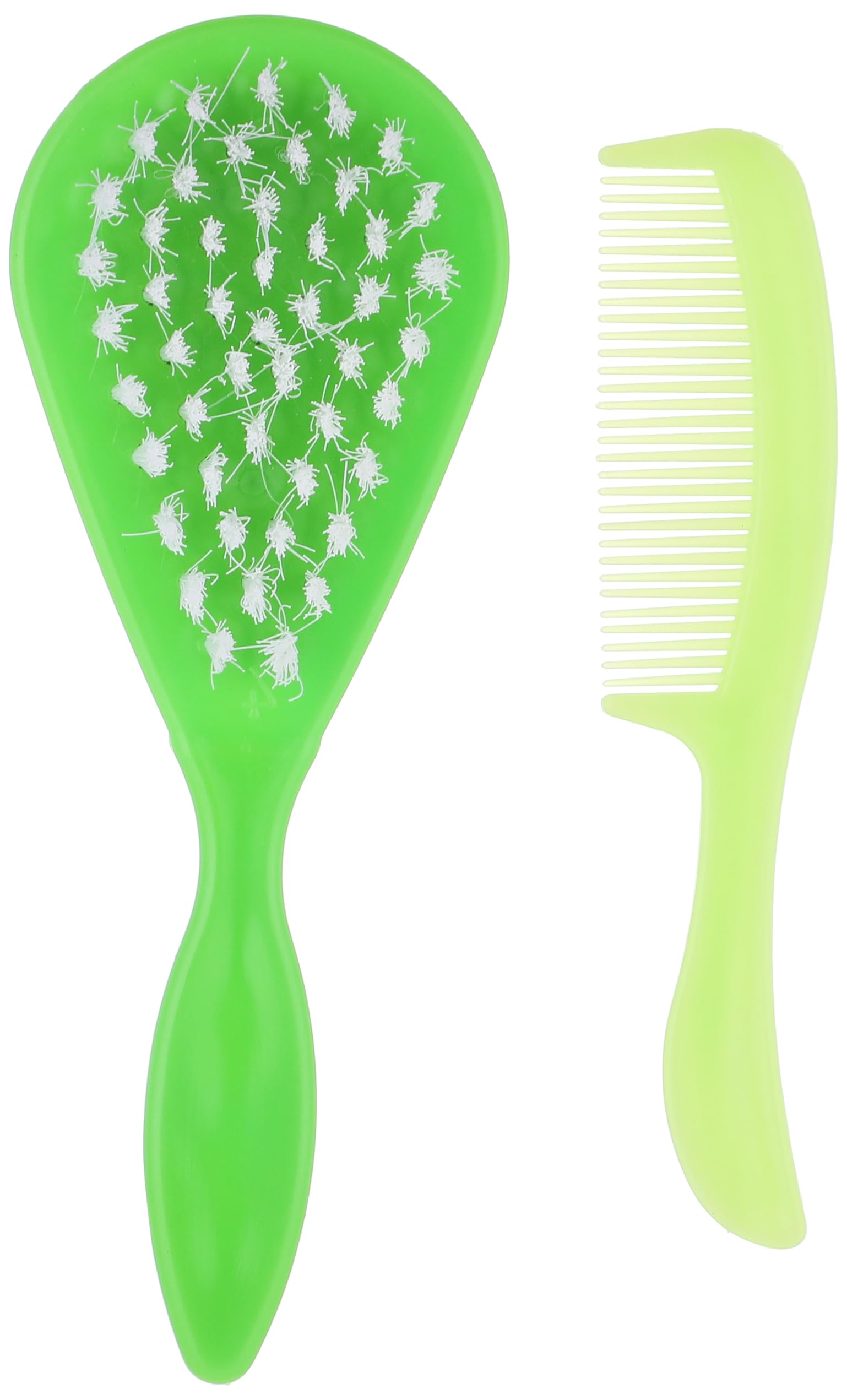 طقم فرشاة ومشط أطفال من مامبينو باللون الأخضر مصمم بعناية ليكون لطيفًا على فروة الرأس وشعر الأطفال