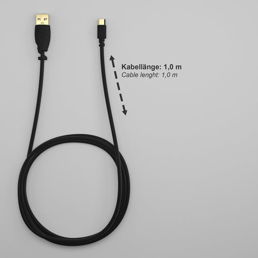 كابل دايركت– كابل USB منتهي الصغر – 3x 1 م (كابل شحن USB 2.0، وكابل بيانات، اسود) – توب سيريس، لحاسوب شخصي