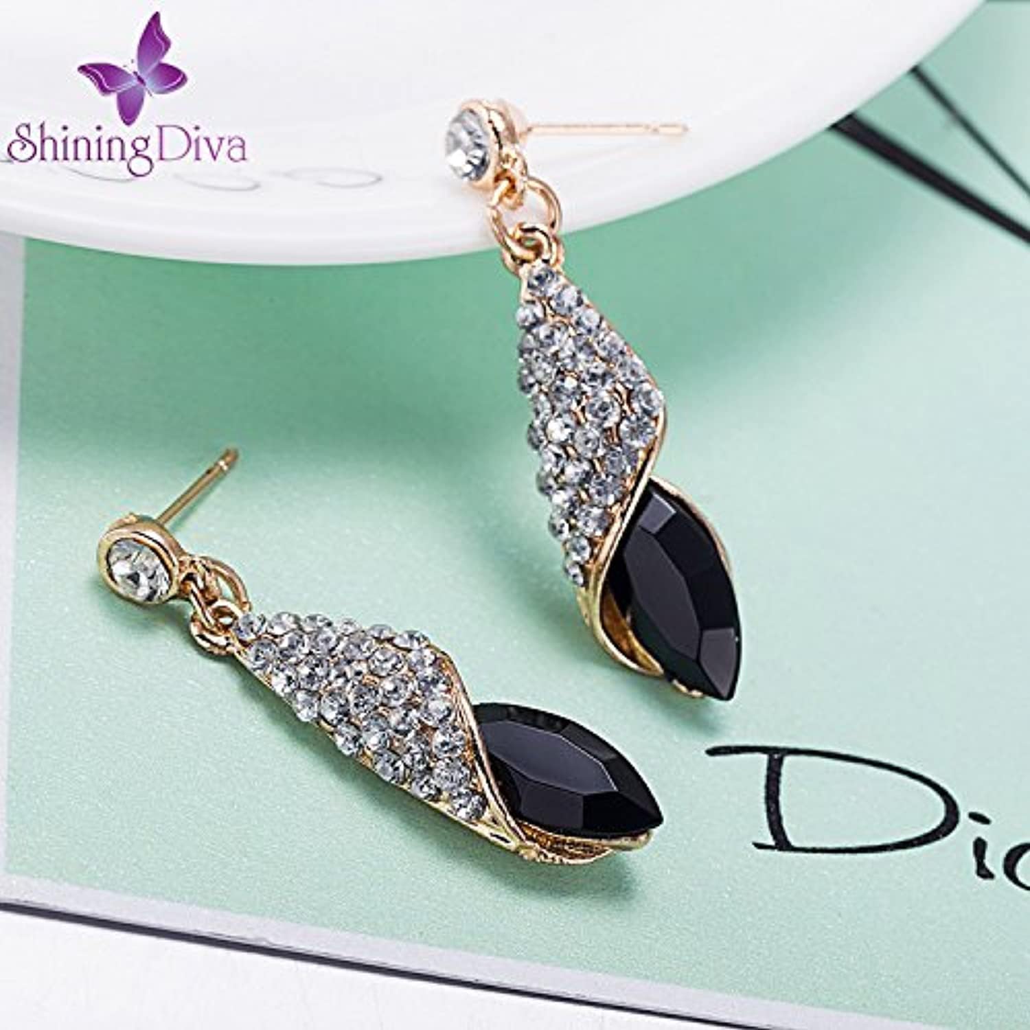 Shining Diva Fashion 18k Gold Plated Crystal Earrings For Women