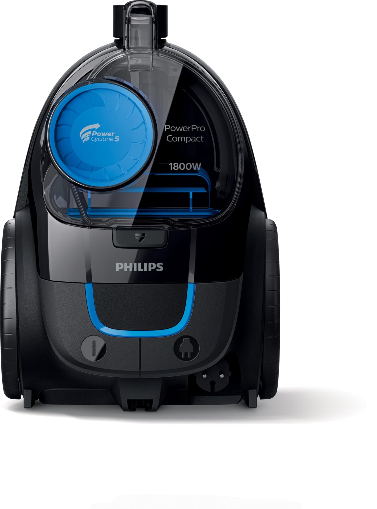 PHILIPS PowerPro Compact Black: 1800W, 330W Suction Power, Power Cyclone 5 Technology, Integrated Brush, HEPA Filter, Easy-to-Empty Dust Bucket, 1.5L Dust Capacity FC9350/62