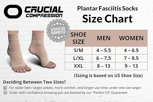 Crucial Compression Plantar Fasciitis Socks Arch Support Beige Unisex