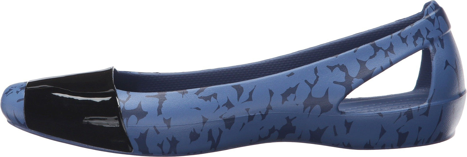 Crocs Sienna Patent Leather Strap Patterned Ballerina Shoes For Women - Navy,