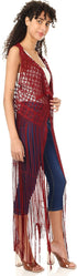 Jamila Women fringed net cardigan Sweater