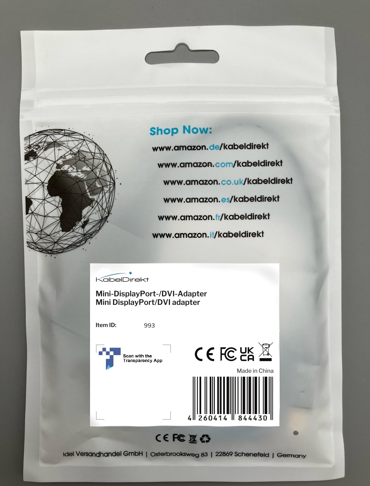 KabelDirekt Mini DP to DVI Adapter – 4K/60Hz