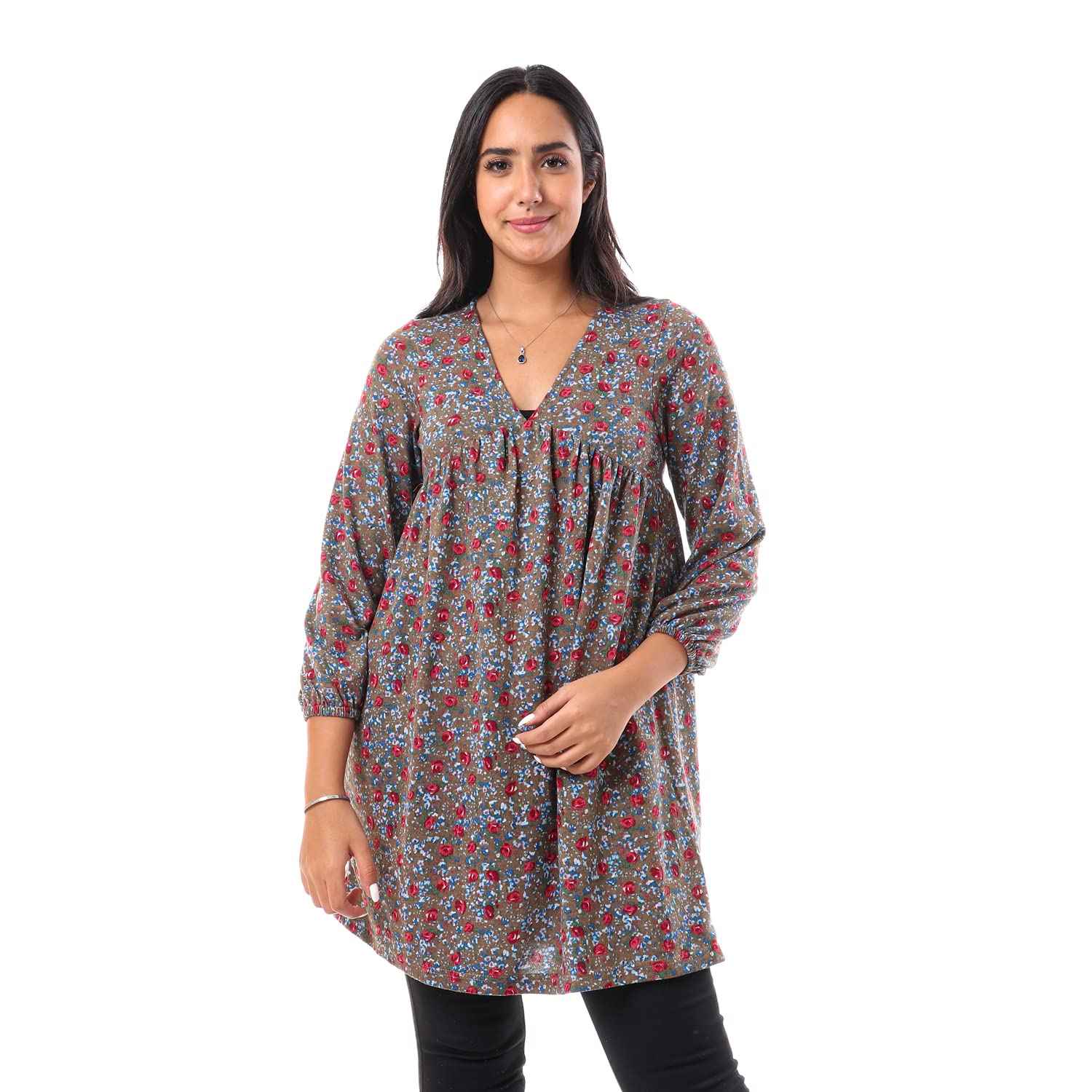 JAMILA Printed Long Sleeve Blouse For Women,Durable quality that withstands frequent washing.