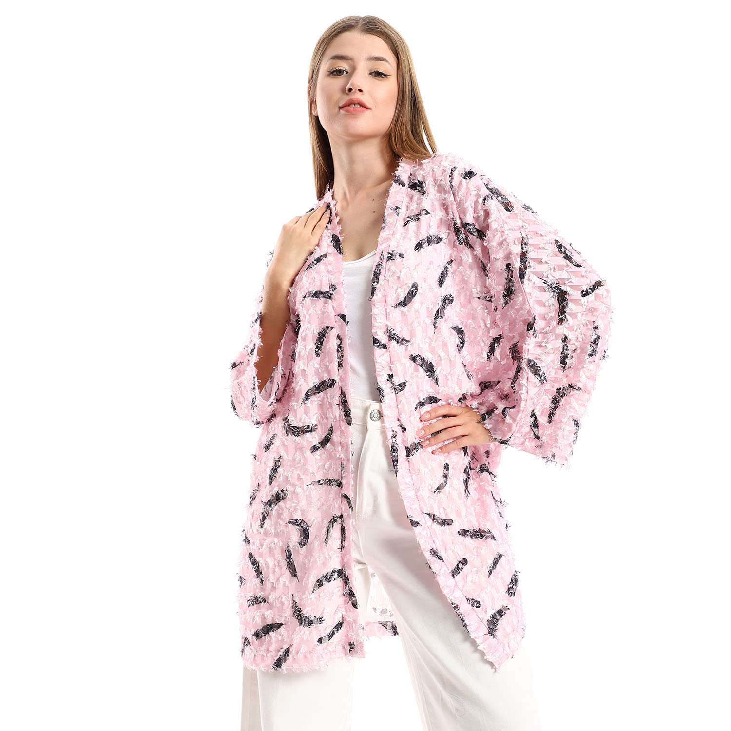JAMILA Women Eyelash Long Sleeves Kimono ROBE