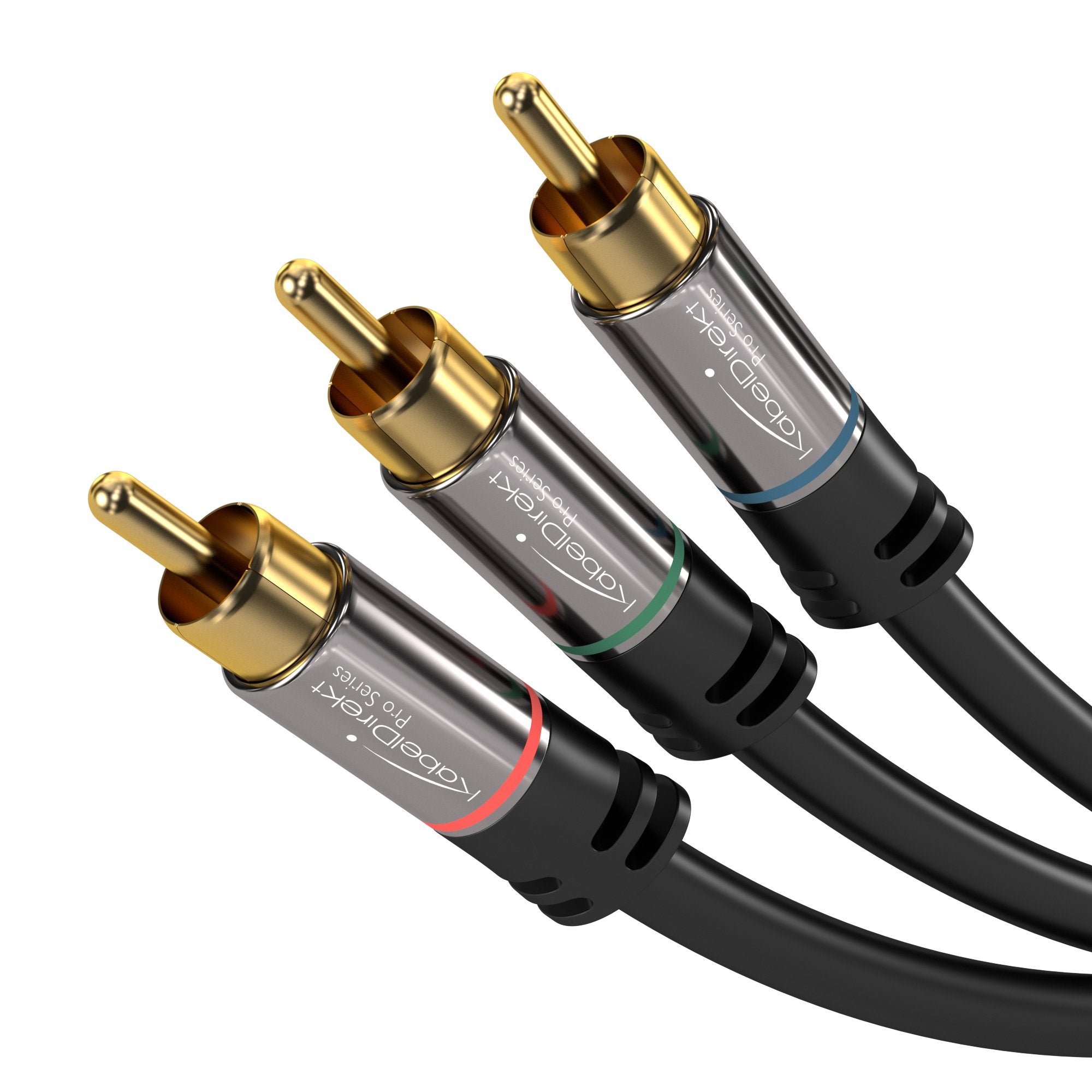 KabelDirekt – 3m – Component Cable, RCA/phono, RGB/YUV (coax cable, 3× RCA/phono to 3× RCA/phono male cinch plugs, component cable for video transmission in Full HD, video/HDTV, black) - Safqqa Egypt