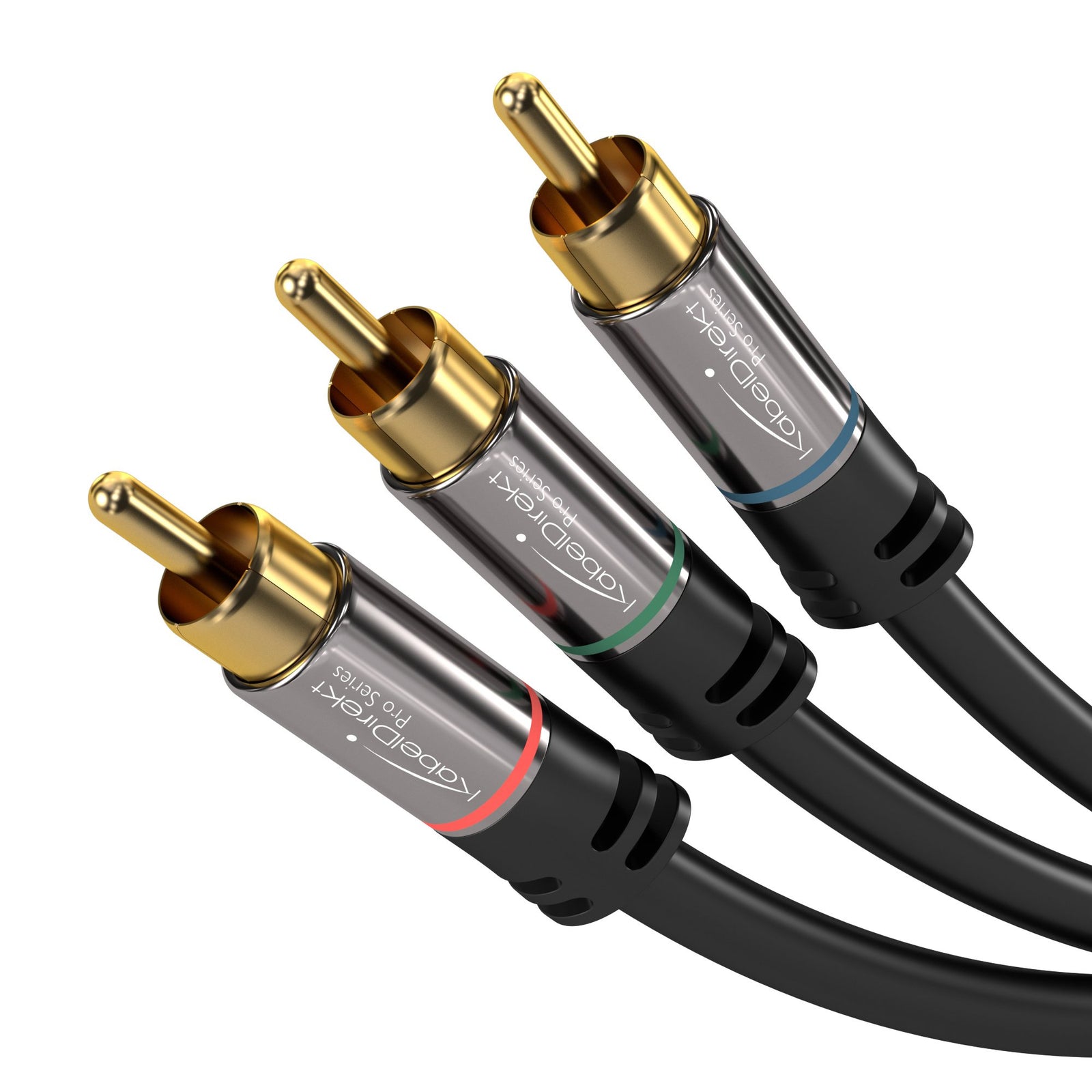 KabelDirekt – 3m – Component Cable, RCA/phono, RGB/YUV (coax cable, 3× RCA/phono to 3× RCA/phono male cinch plugs, component cable for video transmission in Full HD, video/HDTV, black) - Safqqa Egypt