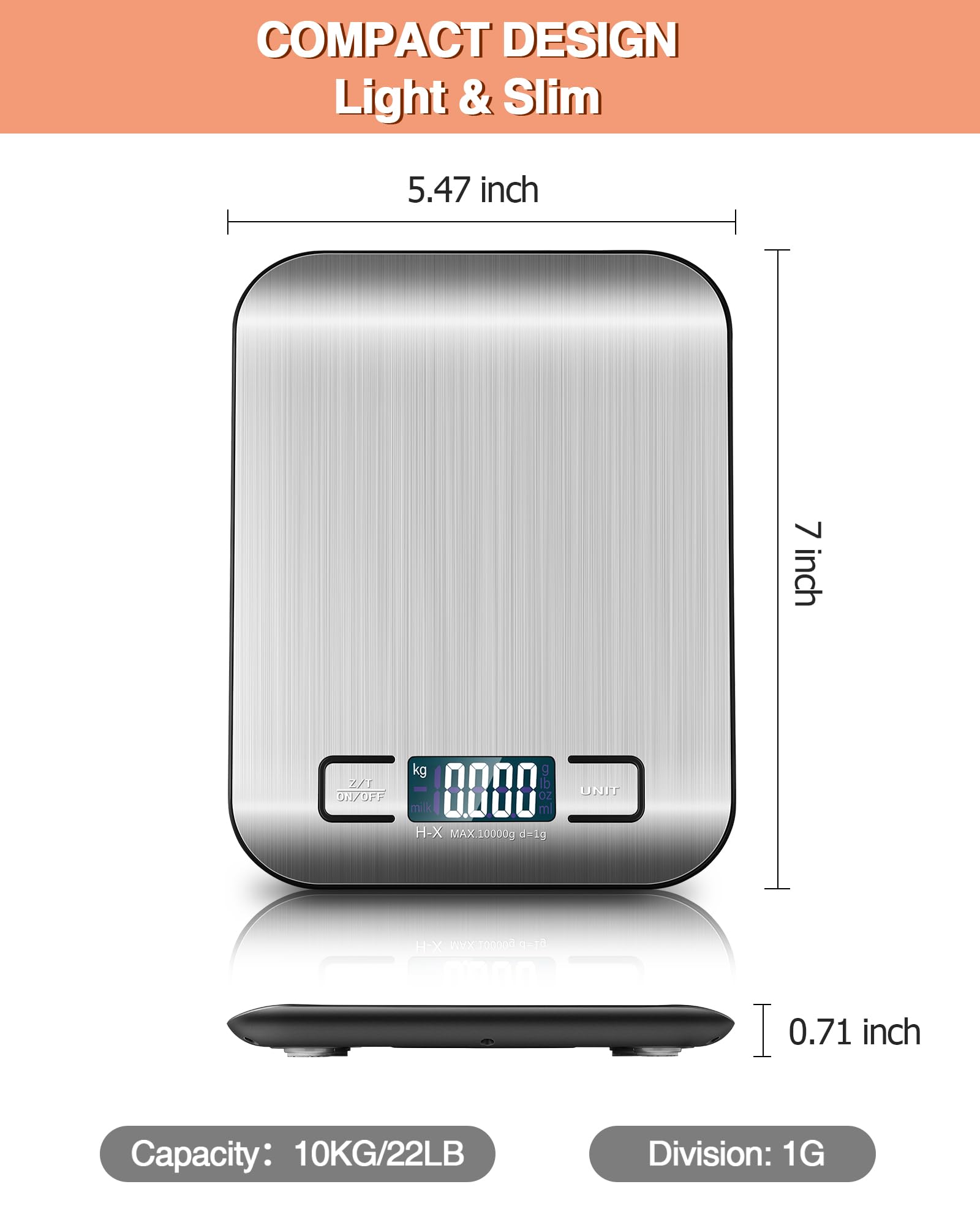 ميزان المطبخ الرقمي أداة دقيقة ومريحة للخبز والطهي والتحكم في المقادير. بسعة 10 كجم، يمكنه قياس الكميات الصغيرة والكبيرة بسهولة. توفر الشاشة LCD قراءة واضحة