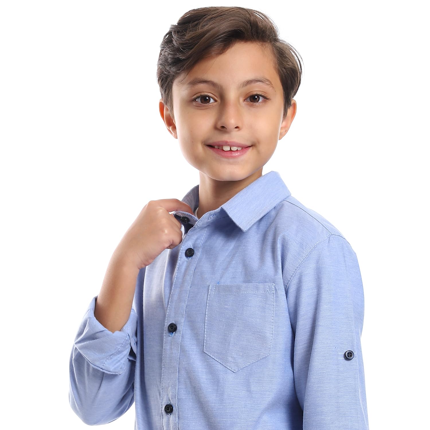 Generic Boys Casual Roll Up Sleeves Cotton Shirt - Safqqa Egypt