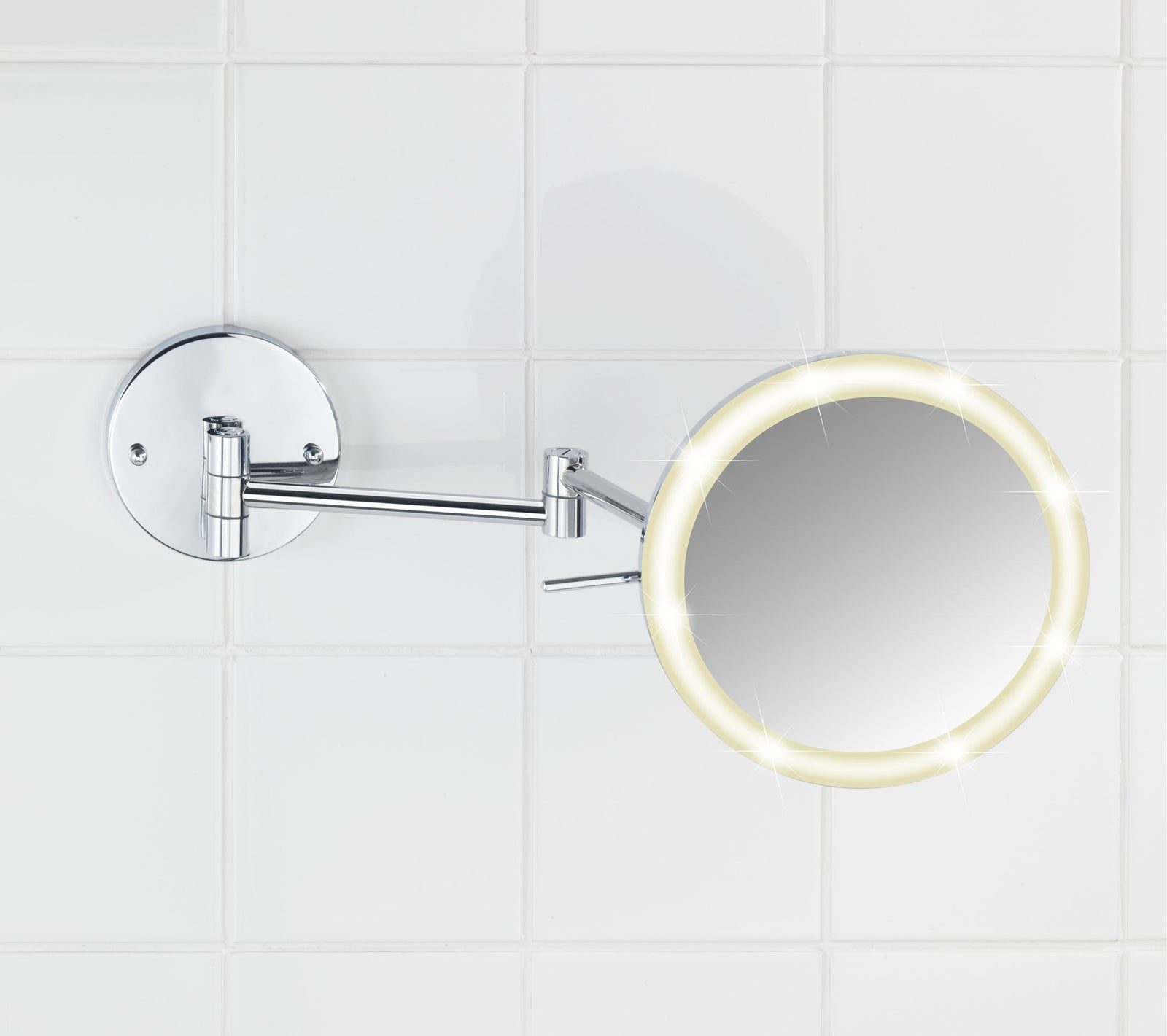 مرآة الحائط المزودة بإضاءة LED من وينكو Power-Loc Aura تجمع بين الأناقة والوظيفة والإضاءة الحديثة للحمام أو غرفة الملابس. تتميز بإضاءة LED مدمجة توفر إضاءة ساطعة ومتساوية لتسهيل وضع المكياج