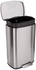 Amazon Basics 50L Rectangular Kitchen Bin with Steel Pedal – Soft-Close, Satin Nickel (With Hit ) - Safqqa